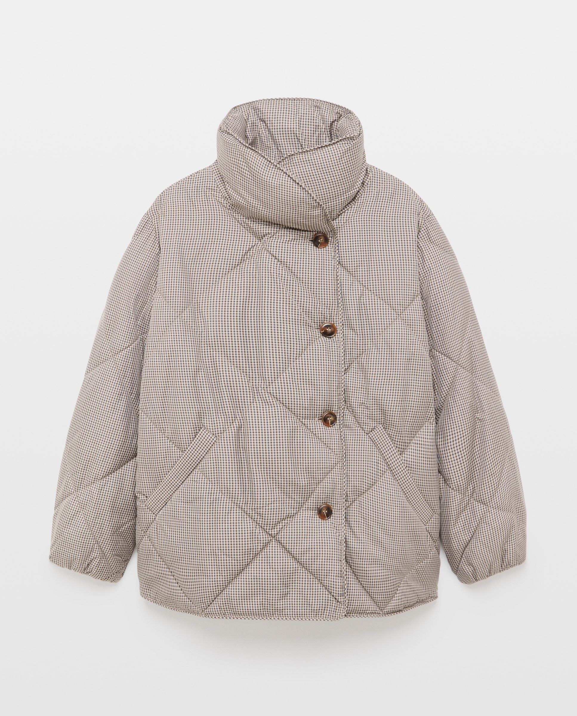 Parka de mujer acolchada print envolvente - Couchel - Blanco Blanco-5