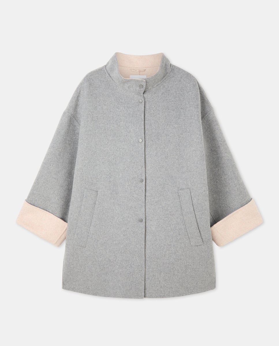 Sobretudo em Mistura de Lã com Dupla Face 820 Cinzento Médio-4