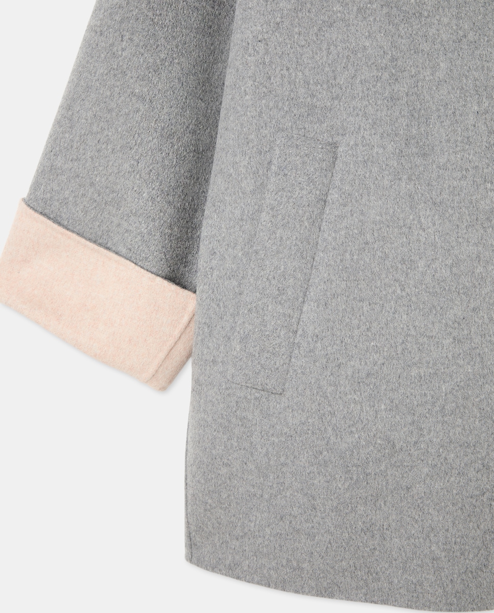 Sobretudo em Mistura de Lã com Dupla Face 820 Cinzento Médio-5