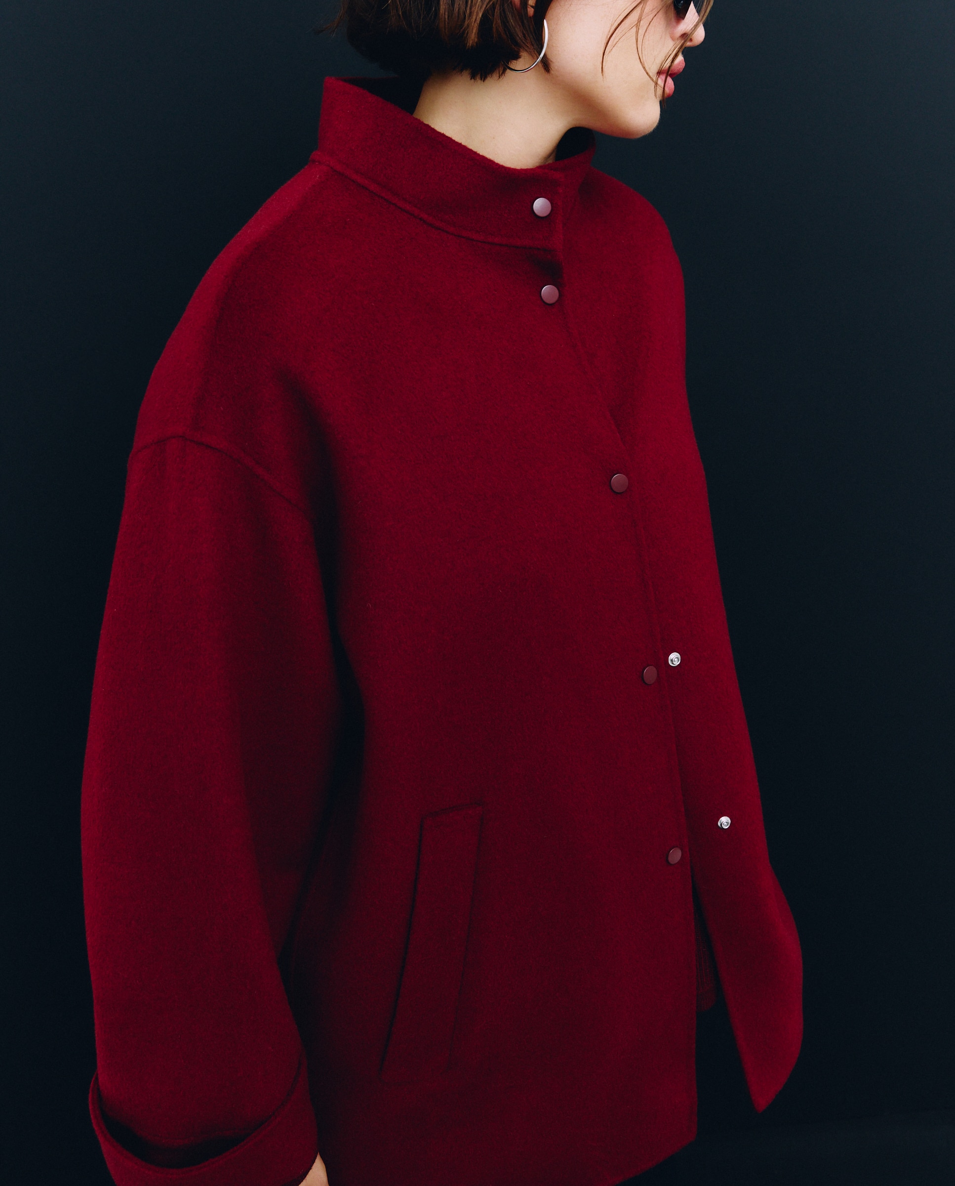 Sobretudo Comprido Liso Bordeaux-4