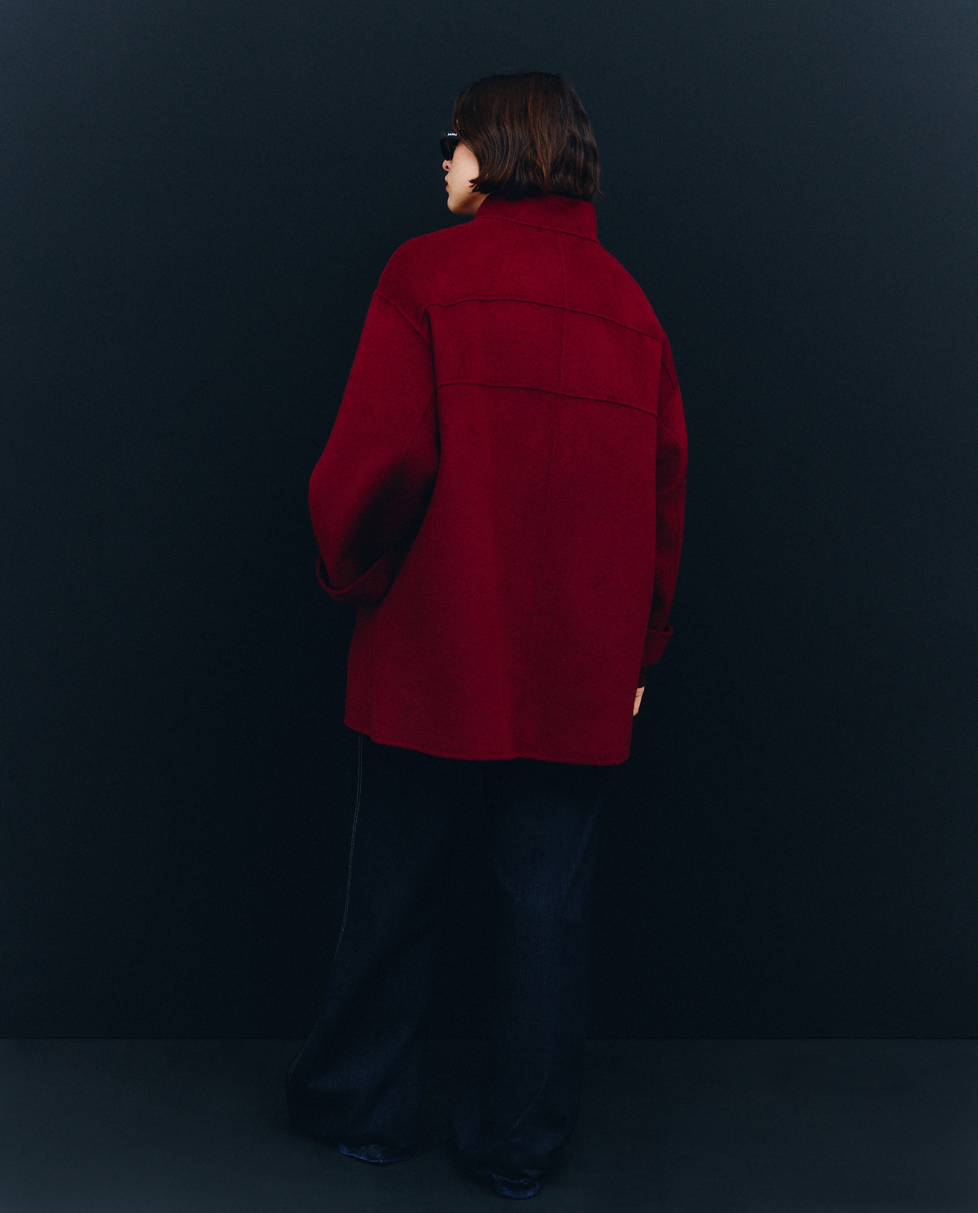 Sobretudo Comprido Liso Bordeaux-5