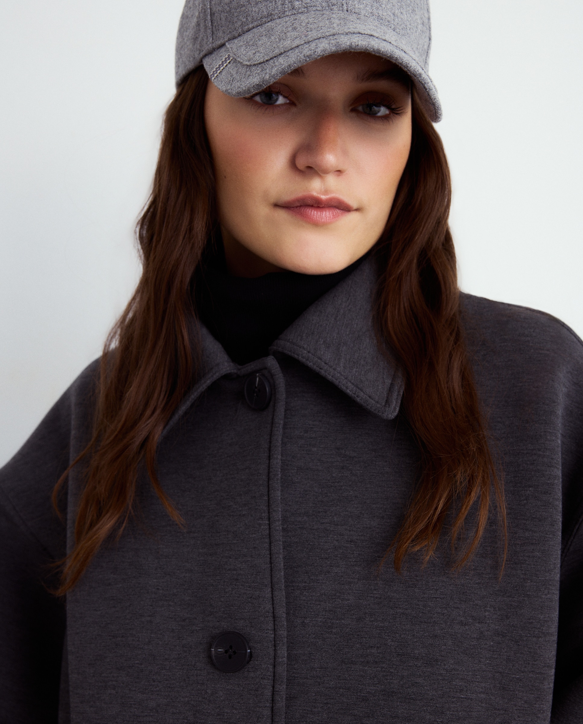 Casacão Comprido Liso 820 Cinzento Médio-3