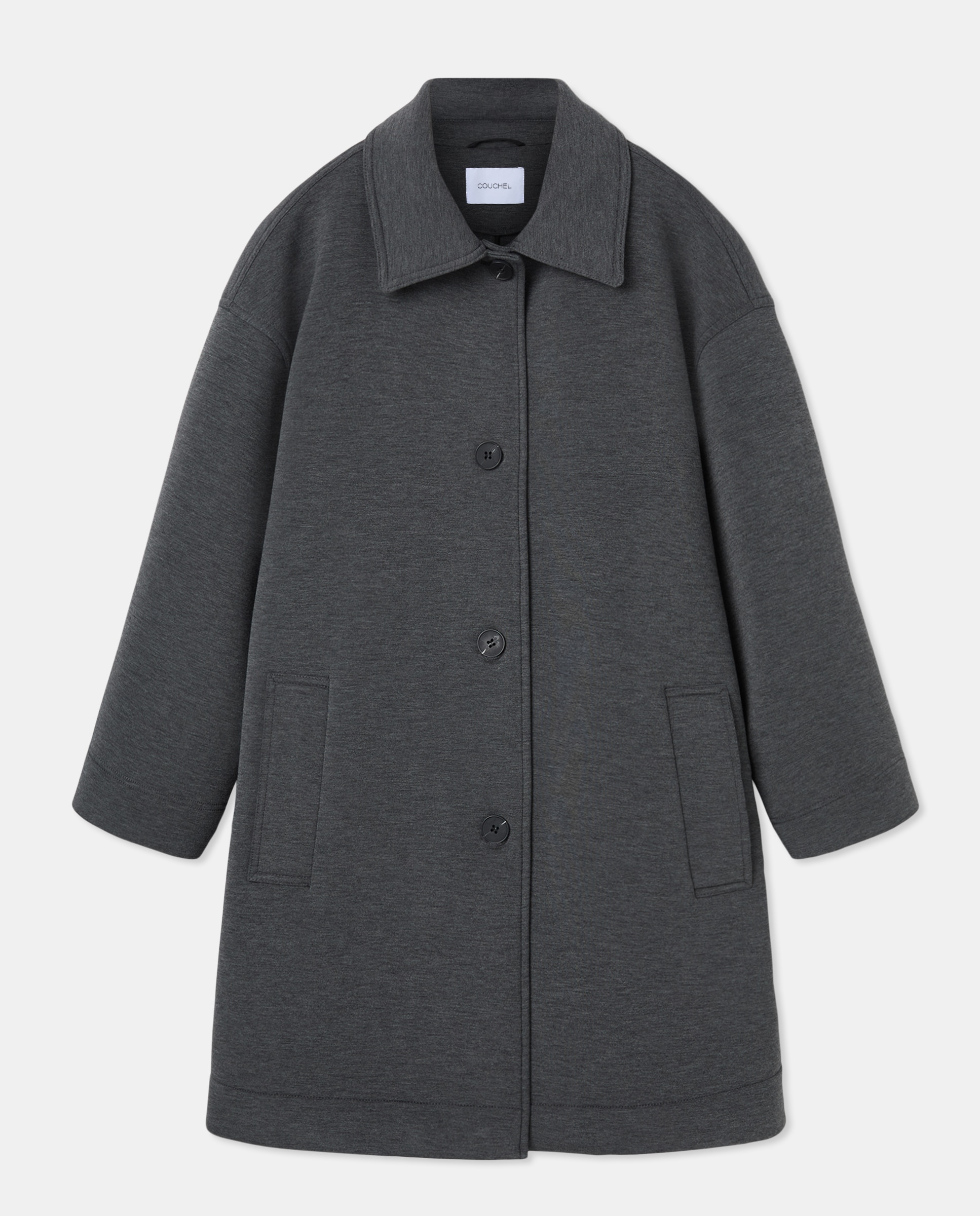 Casacão Comprido Liso 820 Cinzento Médio-5