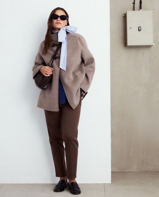 Imagem 0 de Sobretudo Curto em Mistura de Lã de Dupla Face 