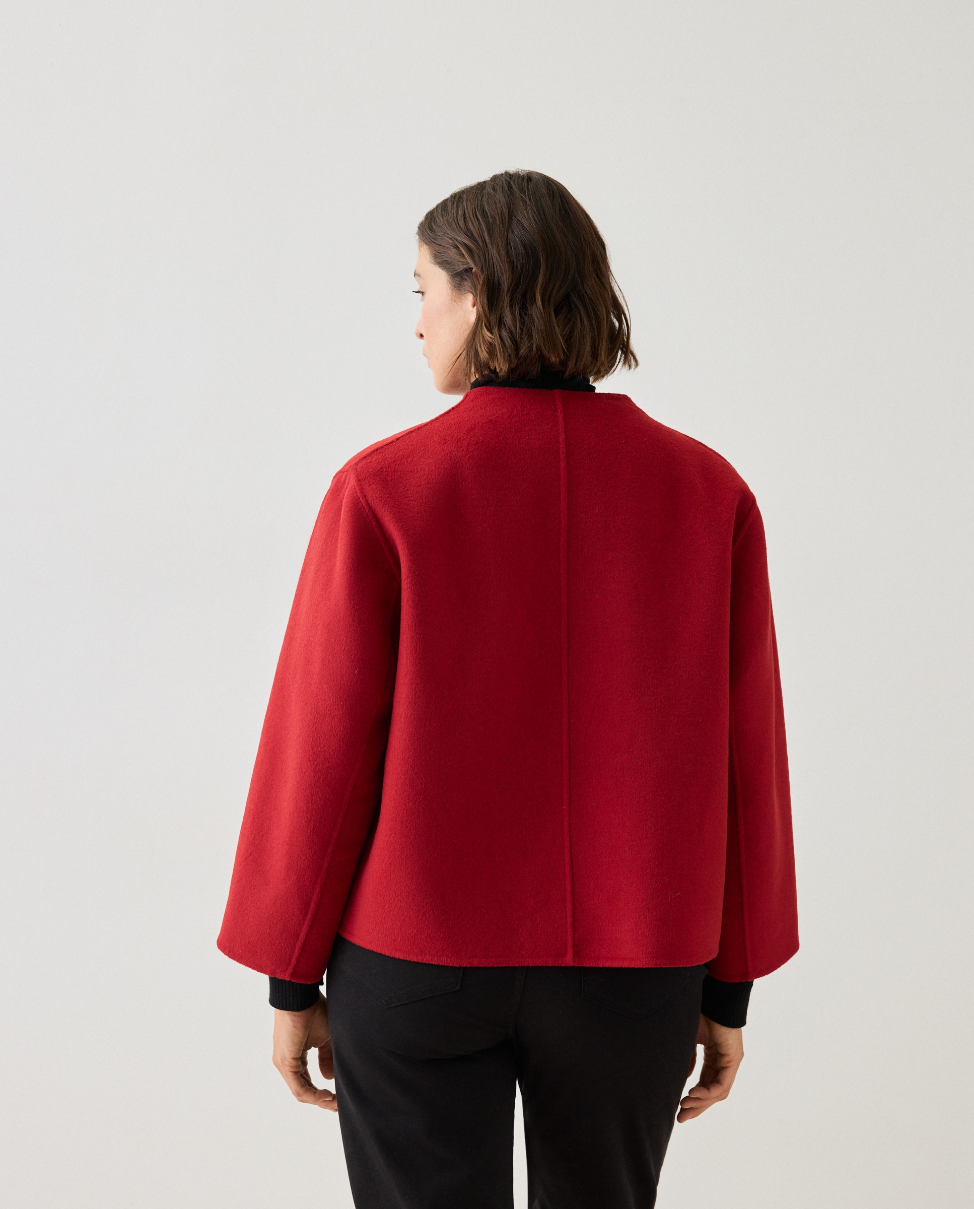 Chaqueta mezcla lana de mujer con botón - Couchel - 600 Rojo 600 Rojo-4