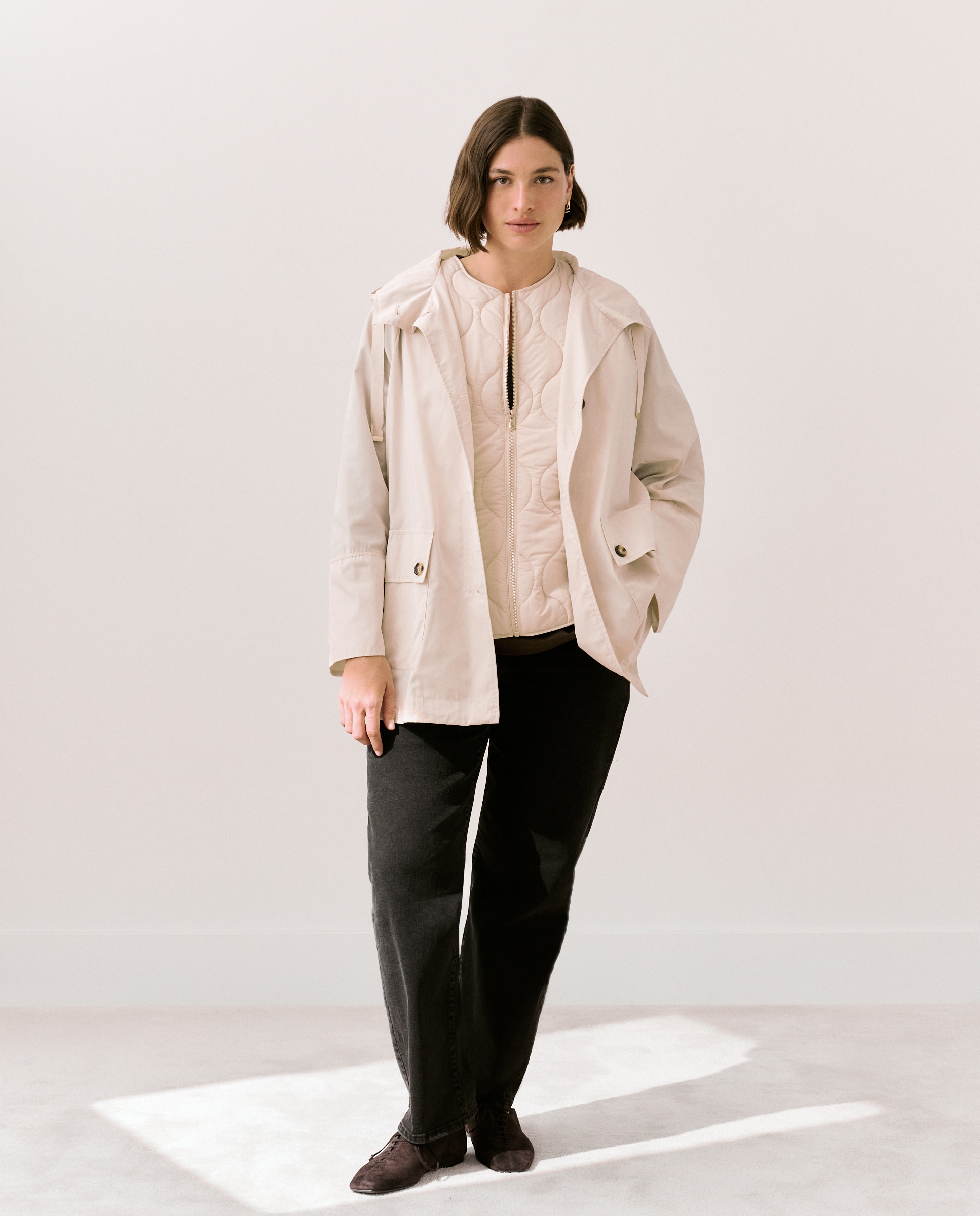 Parka Ligeira com Colete Bege-2