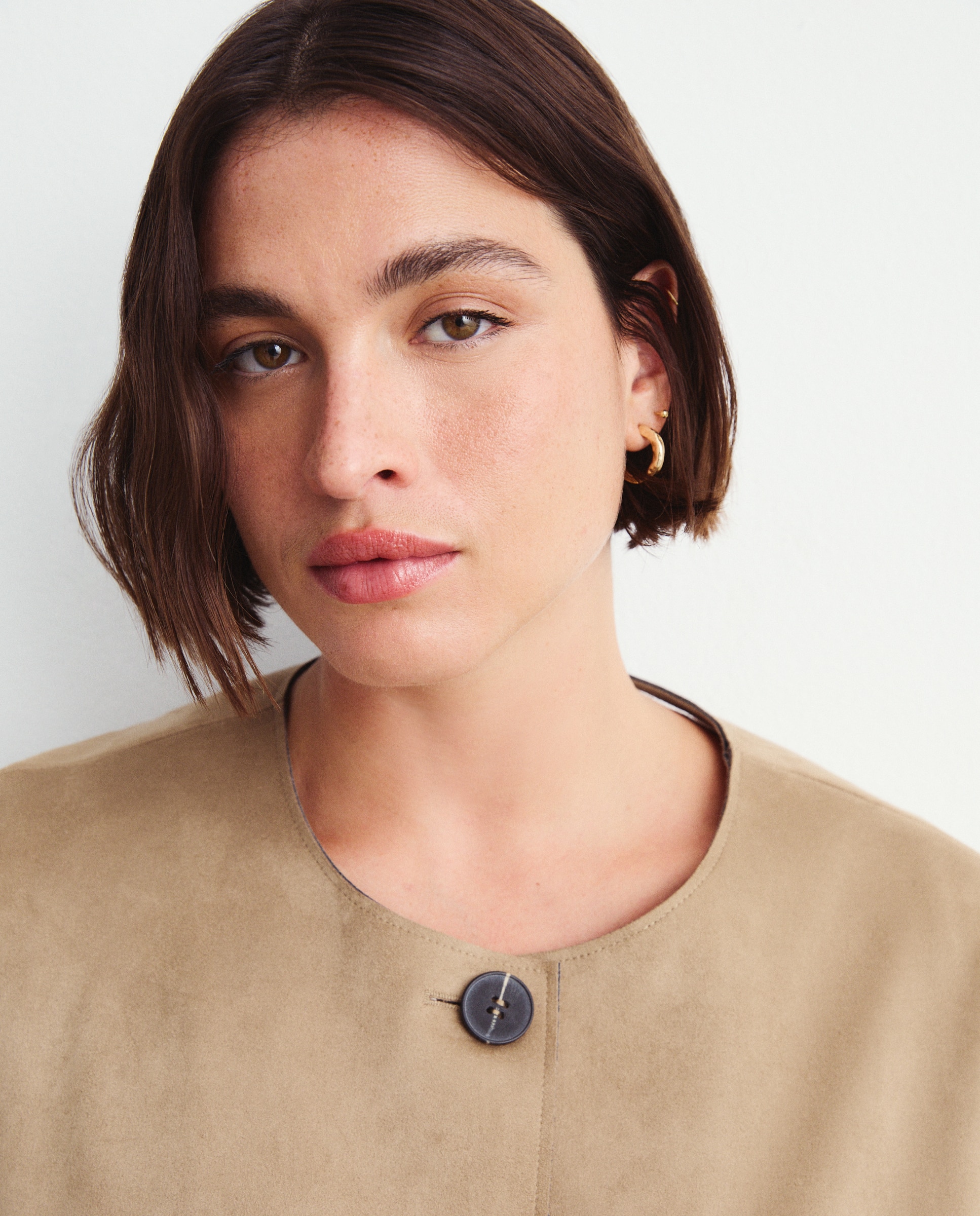 Casaco de Efeito de Camurça com Bolsos 730 Camel-4