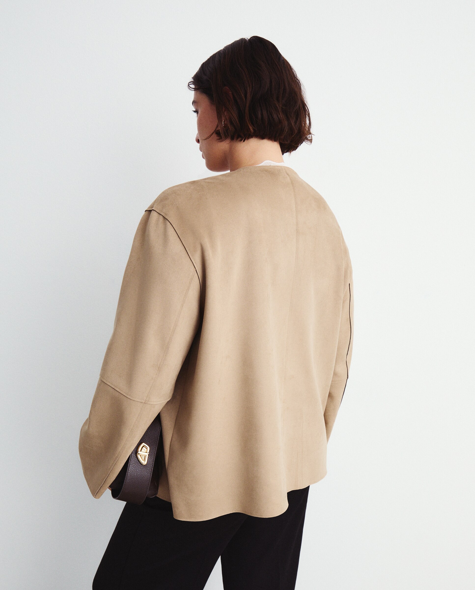 Casaco de Efeito de Camurça com Bolsos 730 Camel-5