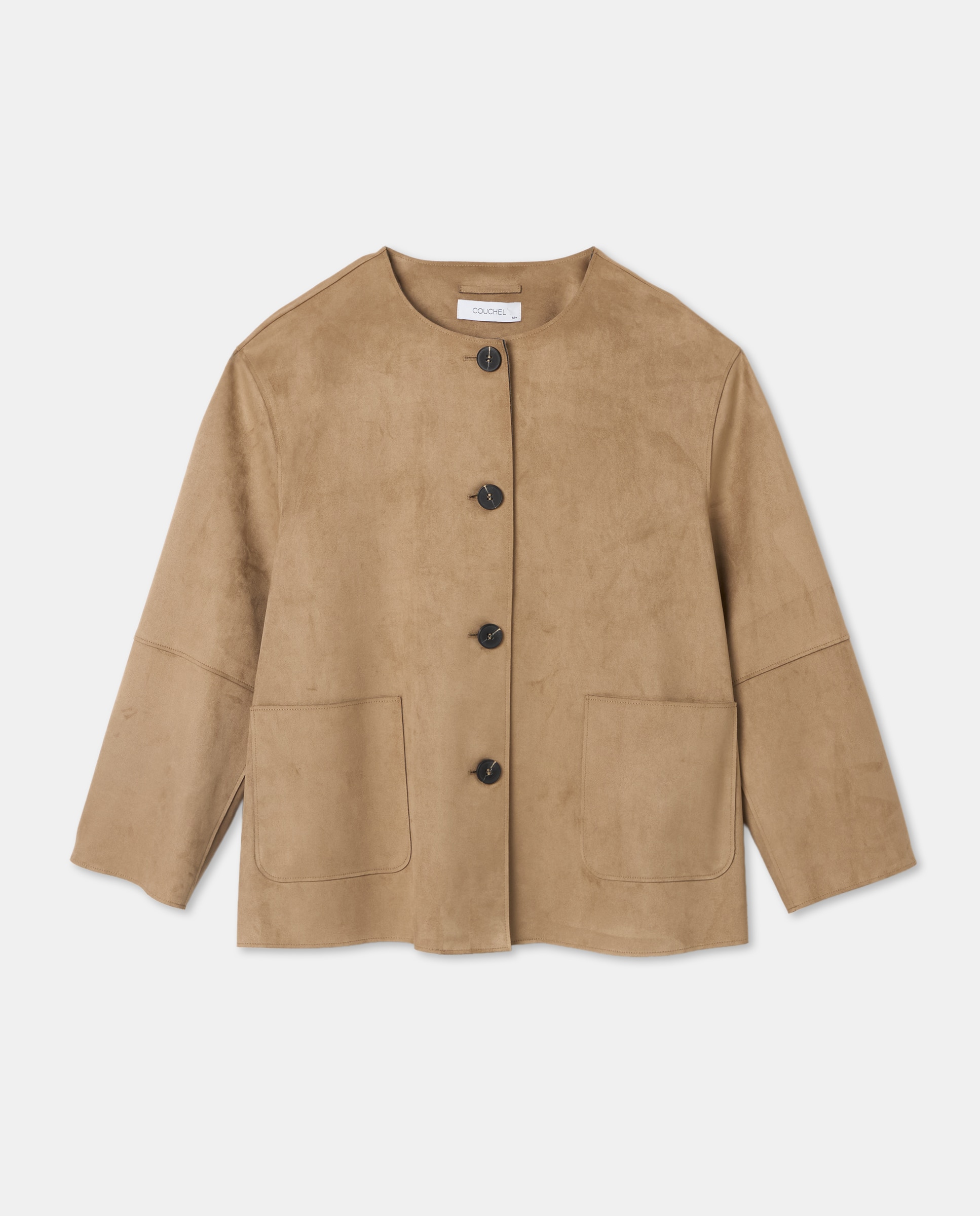 Casaco de Efeito de Camurça com Bolsos 730 Camel-6