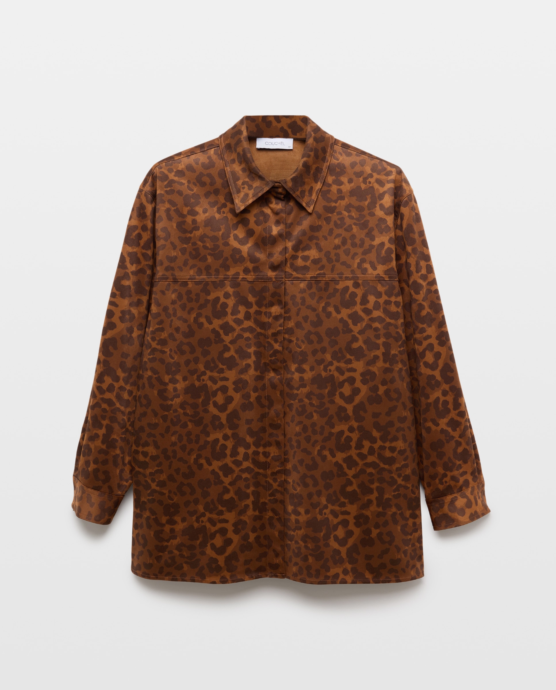 Sobrecamisa de Camurcina com Animal Print Castanho-6