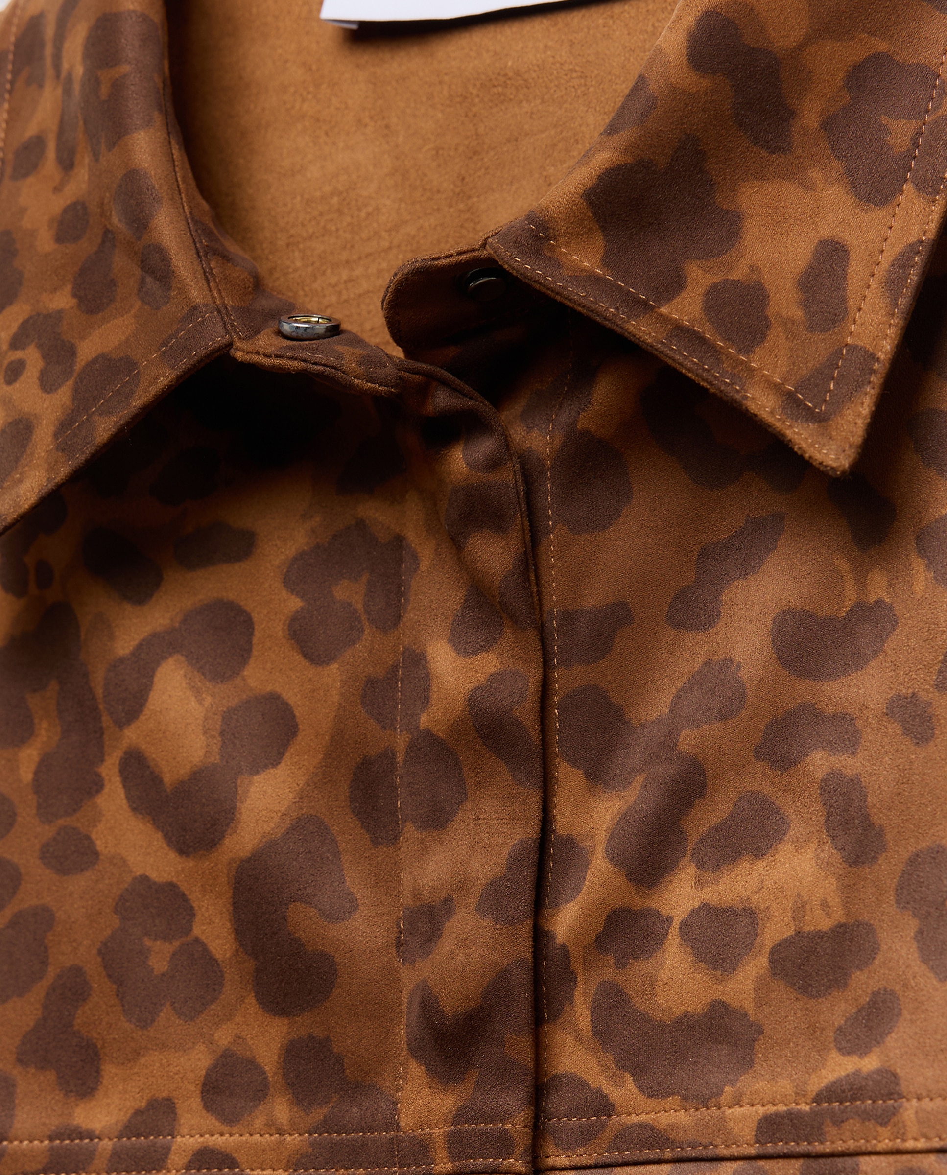 Sobrecamisa de Camurcina com Animal Print Castanho-7