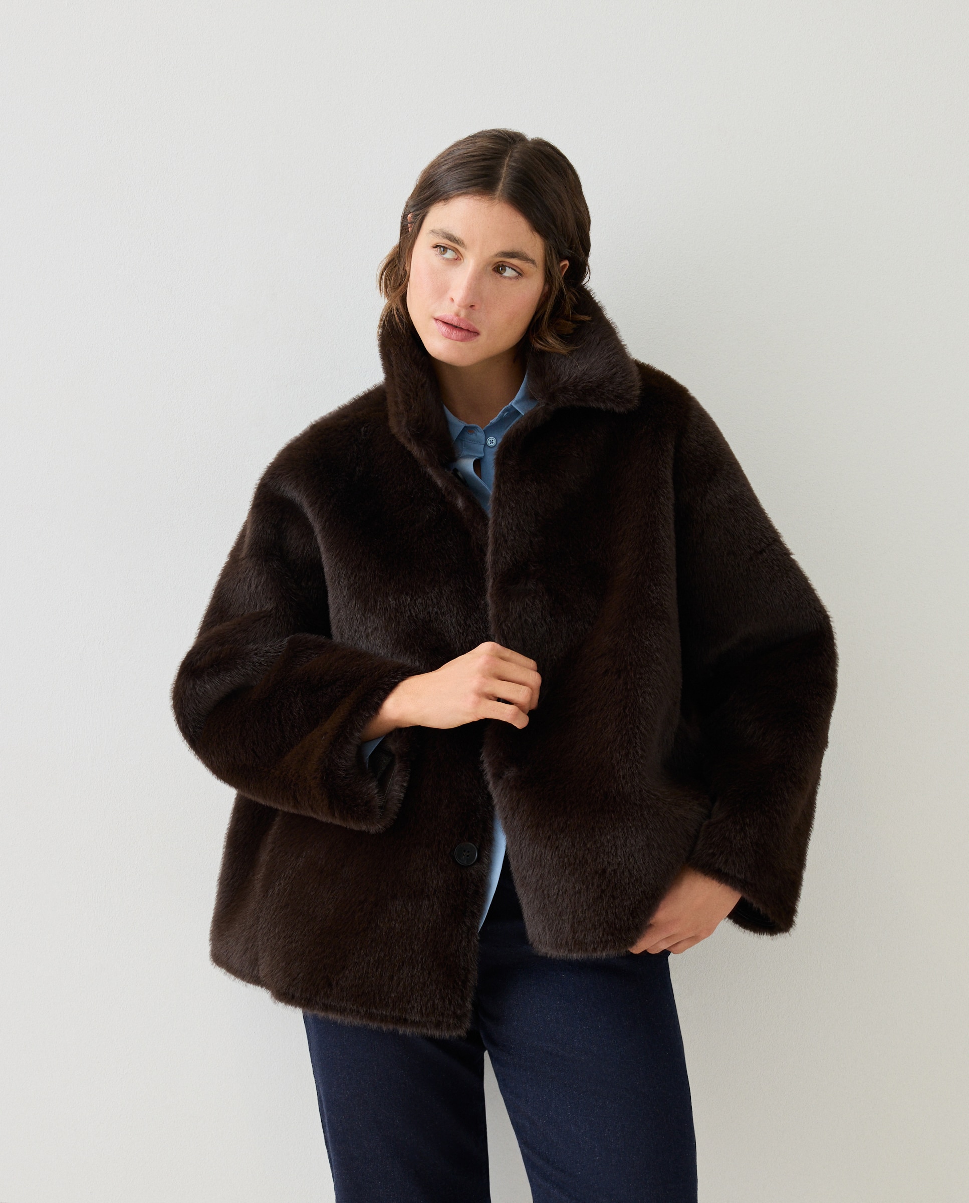 Chaquetón de mujer reversible doble faz - Couchel - Marrón Marrón-4