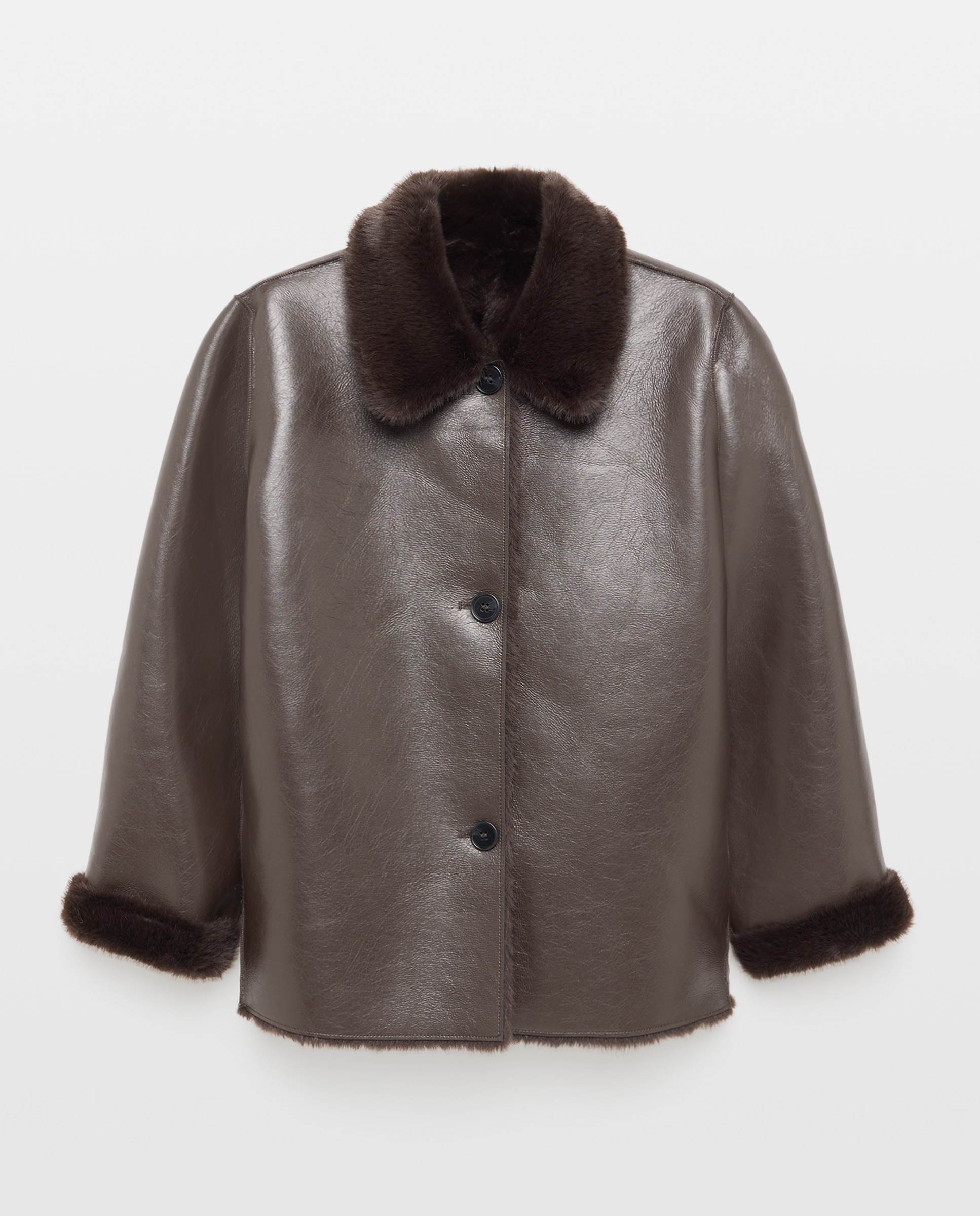 Chaquetón de mujer reversible doble faz - Couchel - Marrón Marrón-5