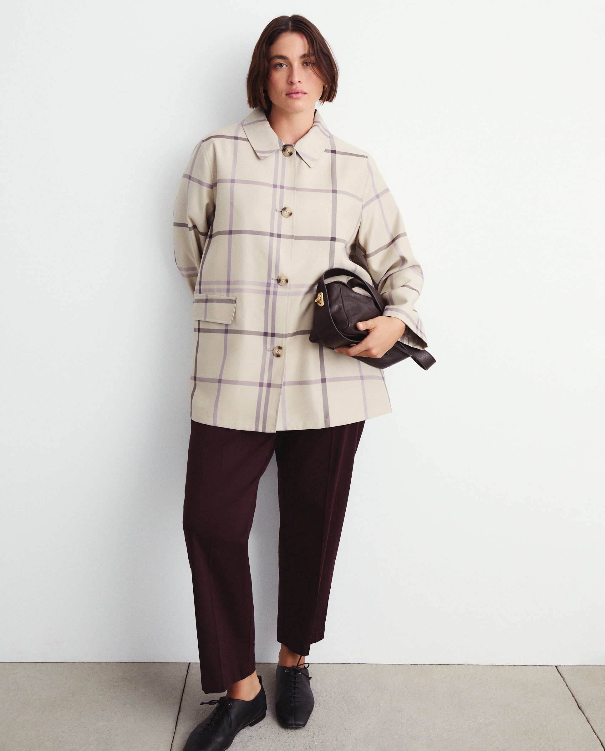 Parka Ligeira aos Quadrados Multicolor-1