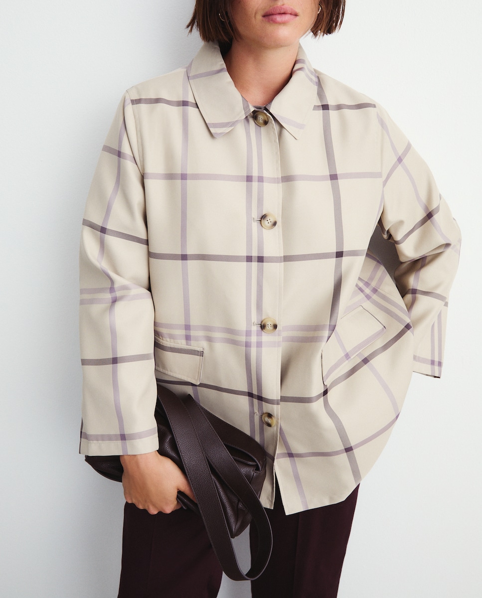 Parka Ligeira aos Quadrados Multicolor-2