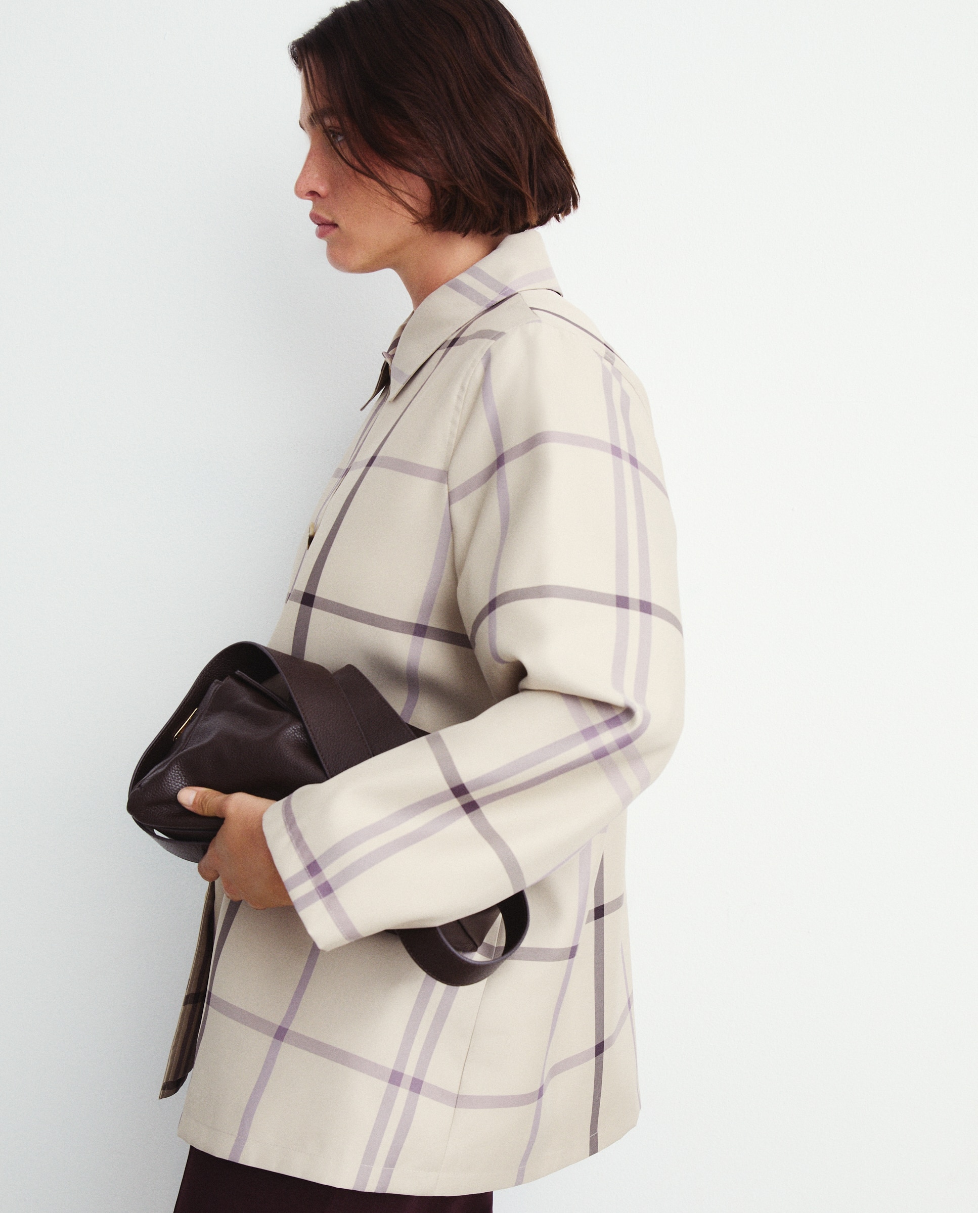 Parka Ligeira aos Quadrados Multicolor-3