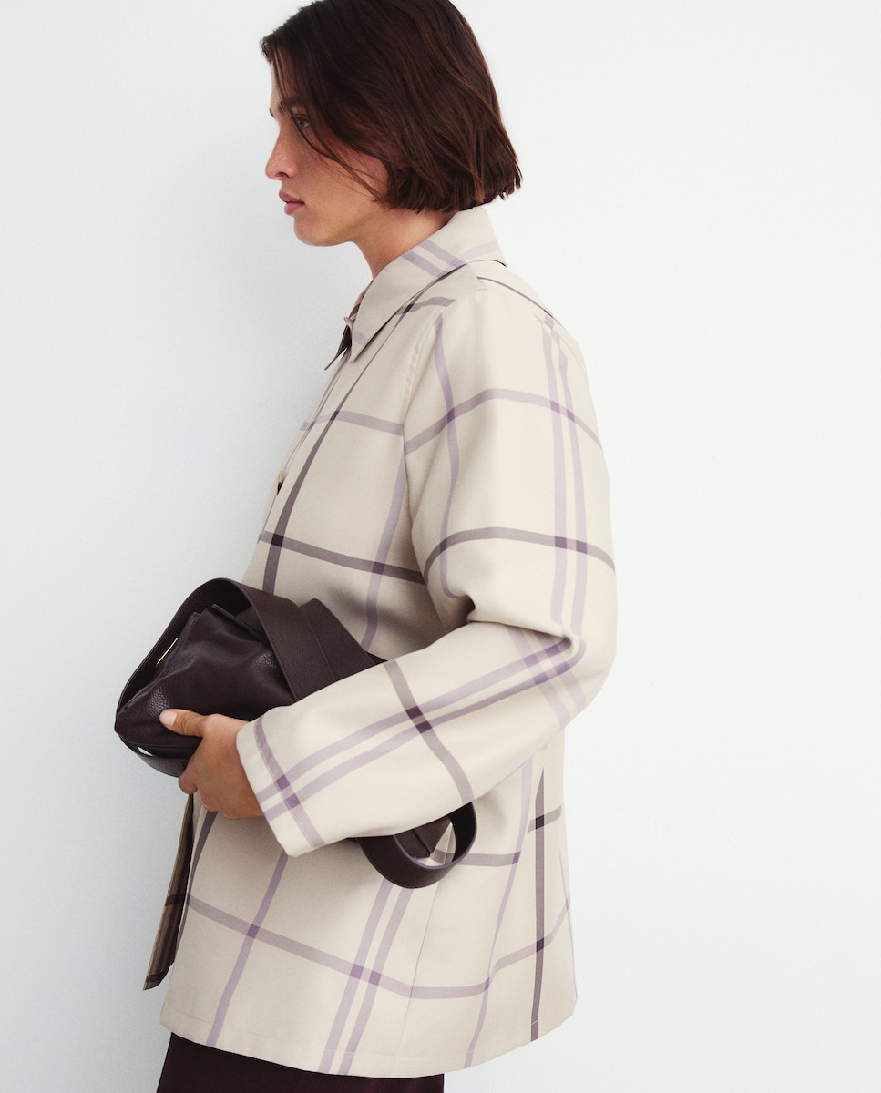 Parka Ligeira aos Quadrados Multicolor-3