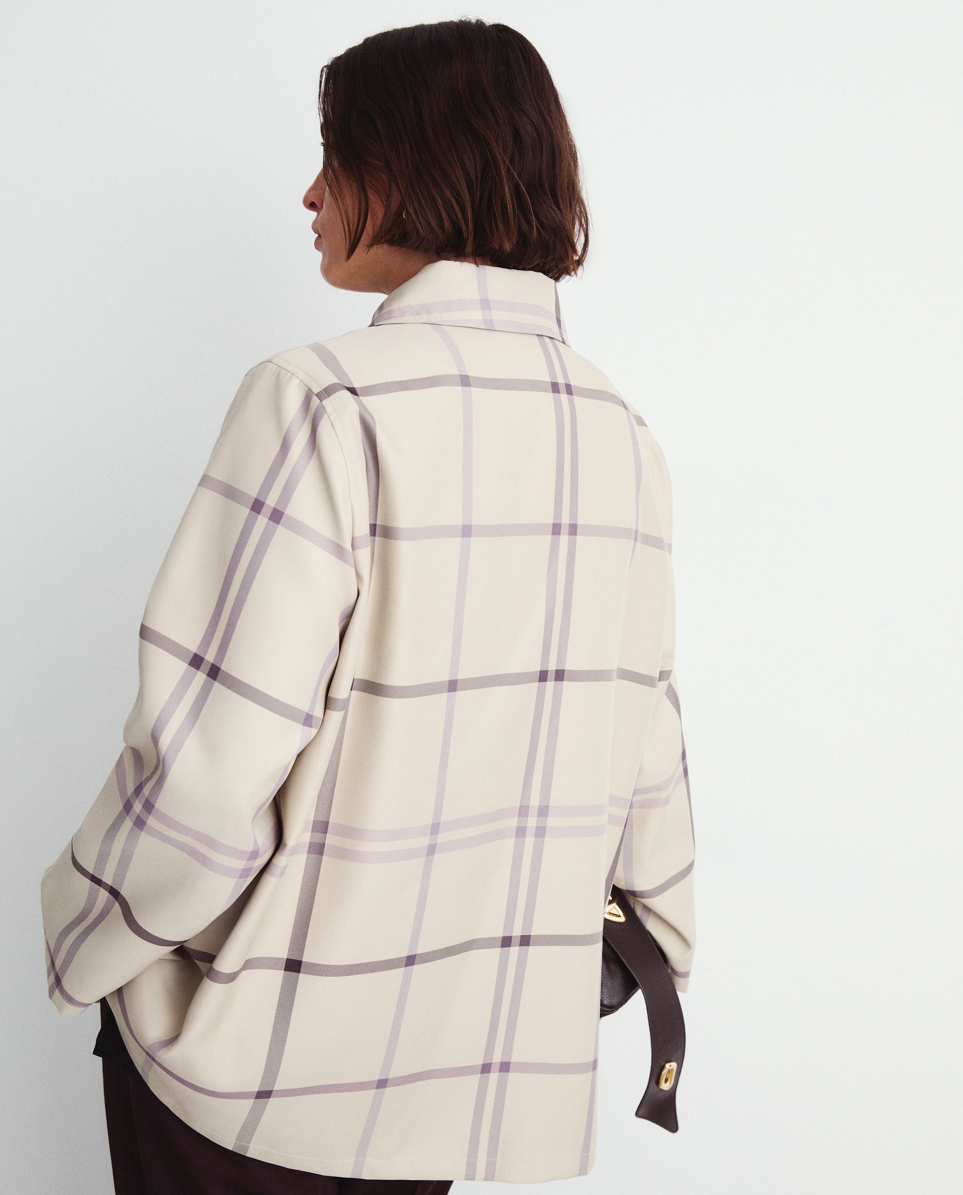 Parka Ligeira aos Quadrados Multicolor-4