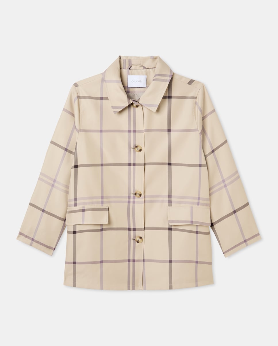 Parka Ligeira aos Quadrados Multicolor-6