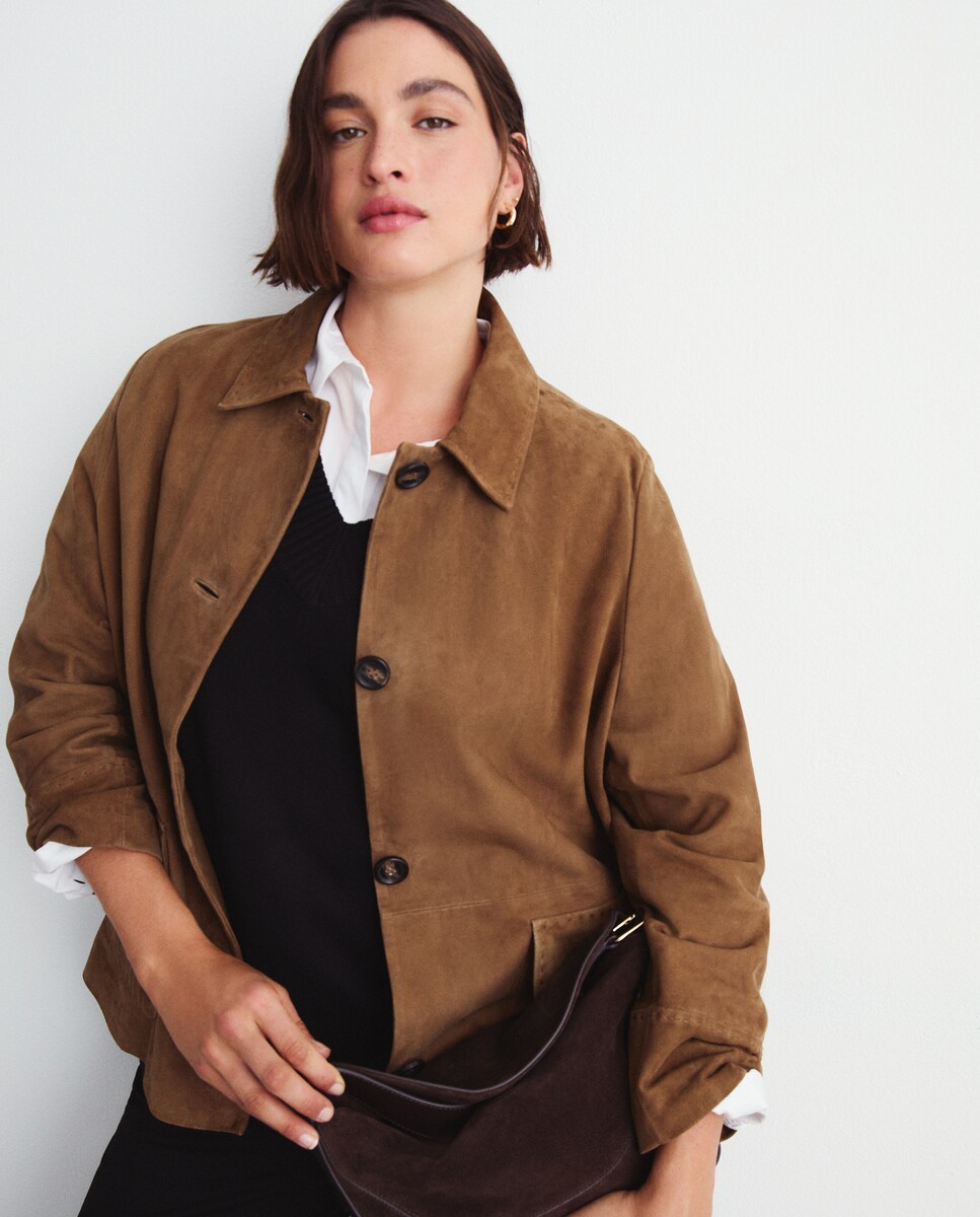 Chaqueta de piel ante de mujer 48-50/M+ 730 Camel