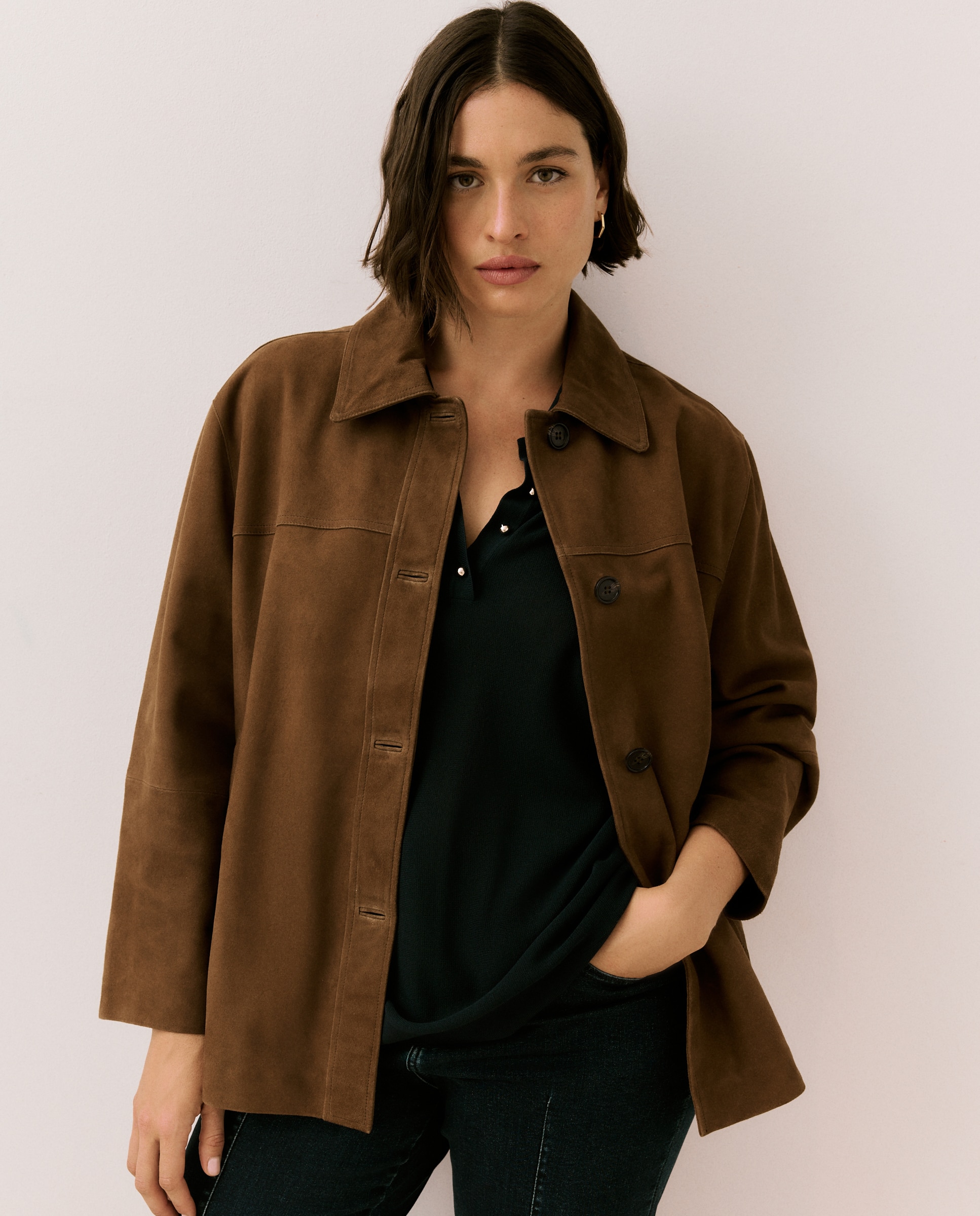 Chaqueta de mujer de piel de ante - Couchel - 730 Camel 730 Camel-2