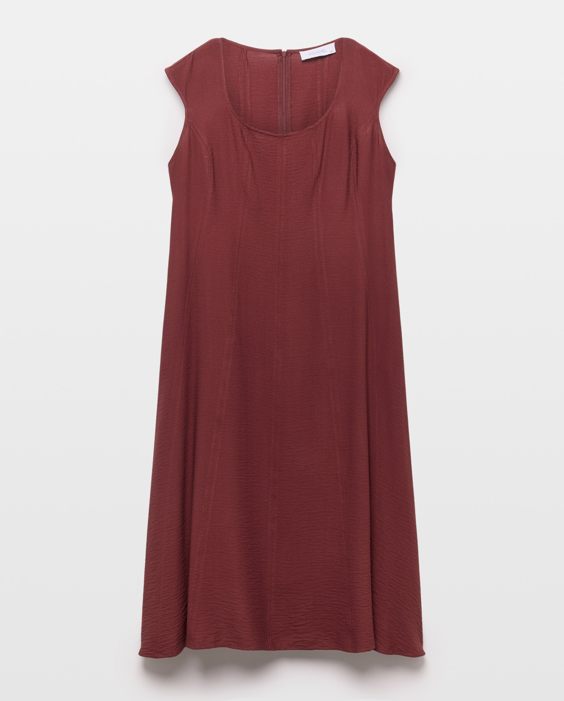 Vestido Midi sem Mangas com Roda Bordeaux-4