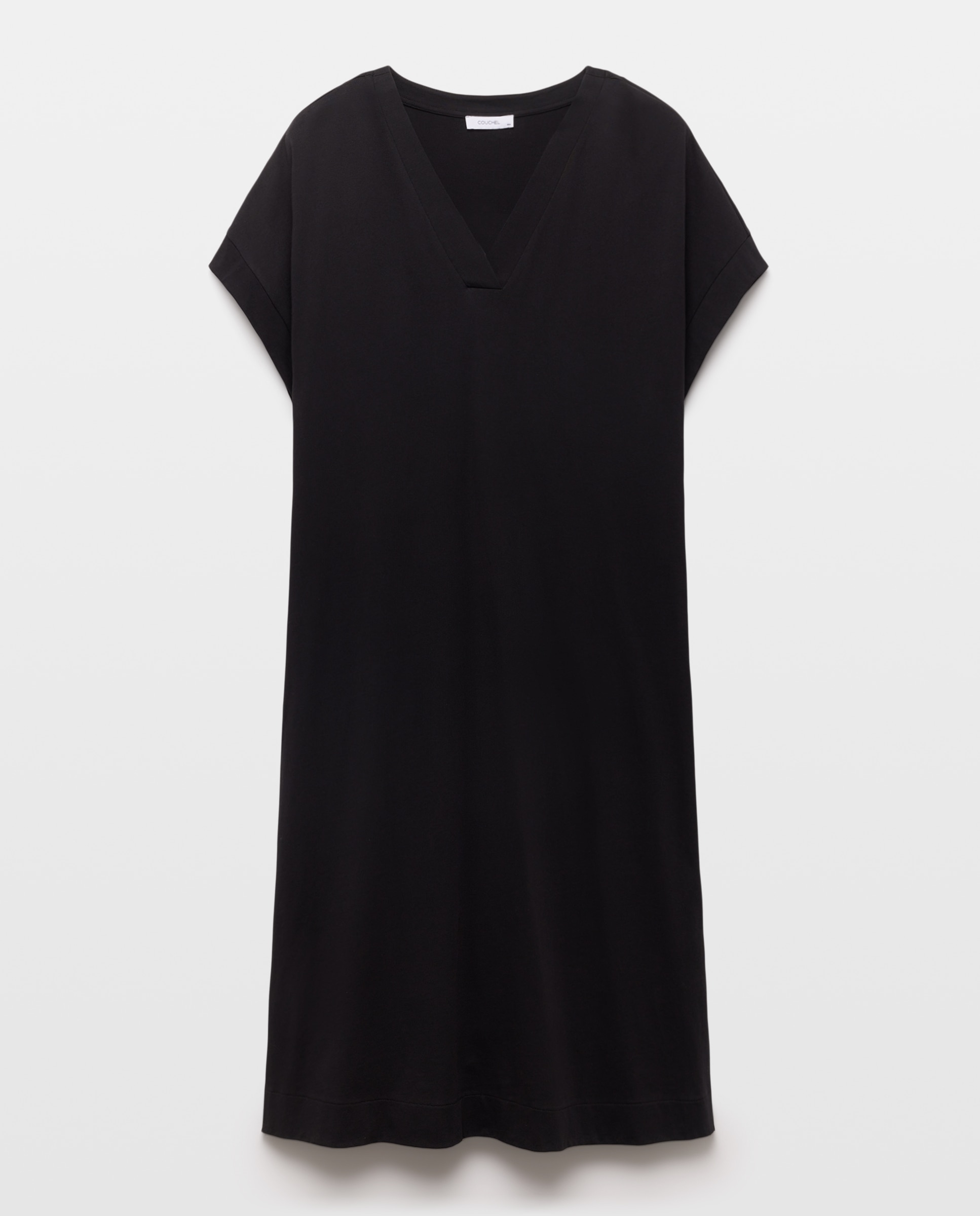 Vestido midi de manga corta de mujer - Couchel - Negro Negro-5