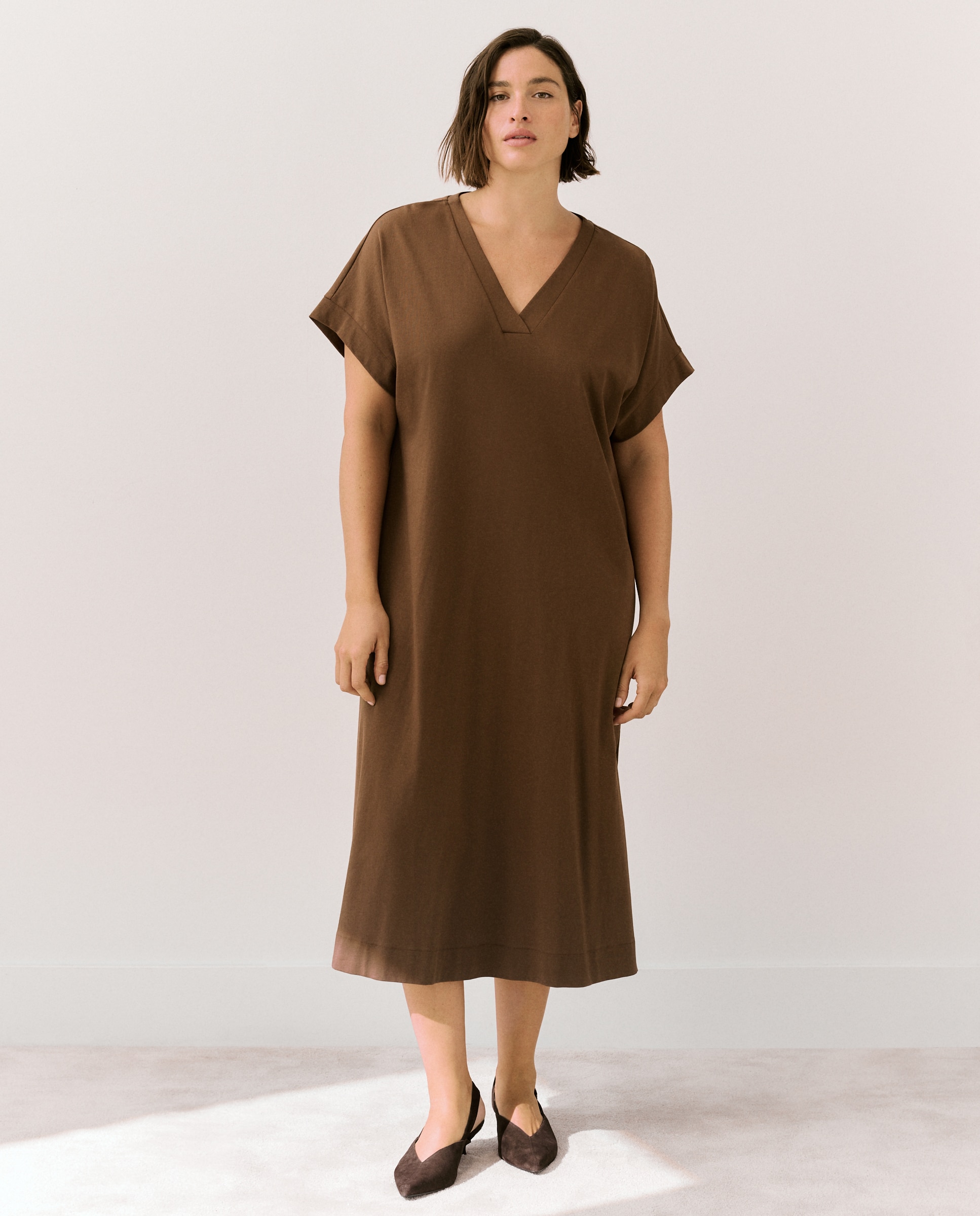 Vestido Midi de Manga Curta 120 Cru-2