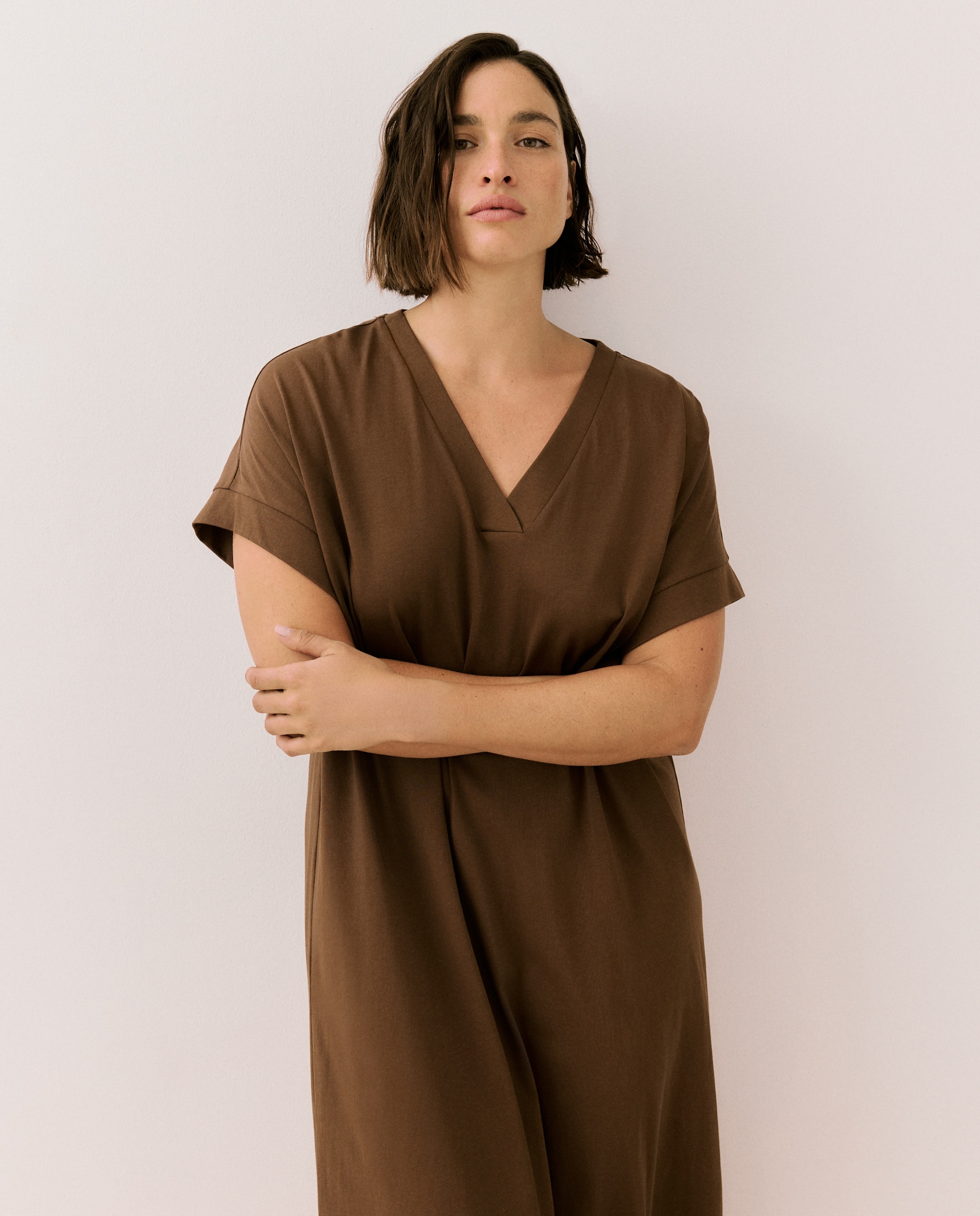 Vestido Midi de Manga Curta 120 Cru-3