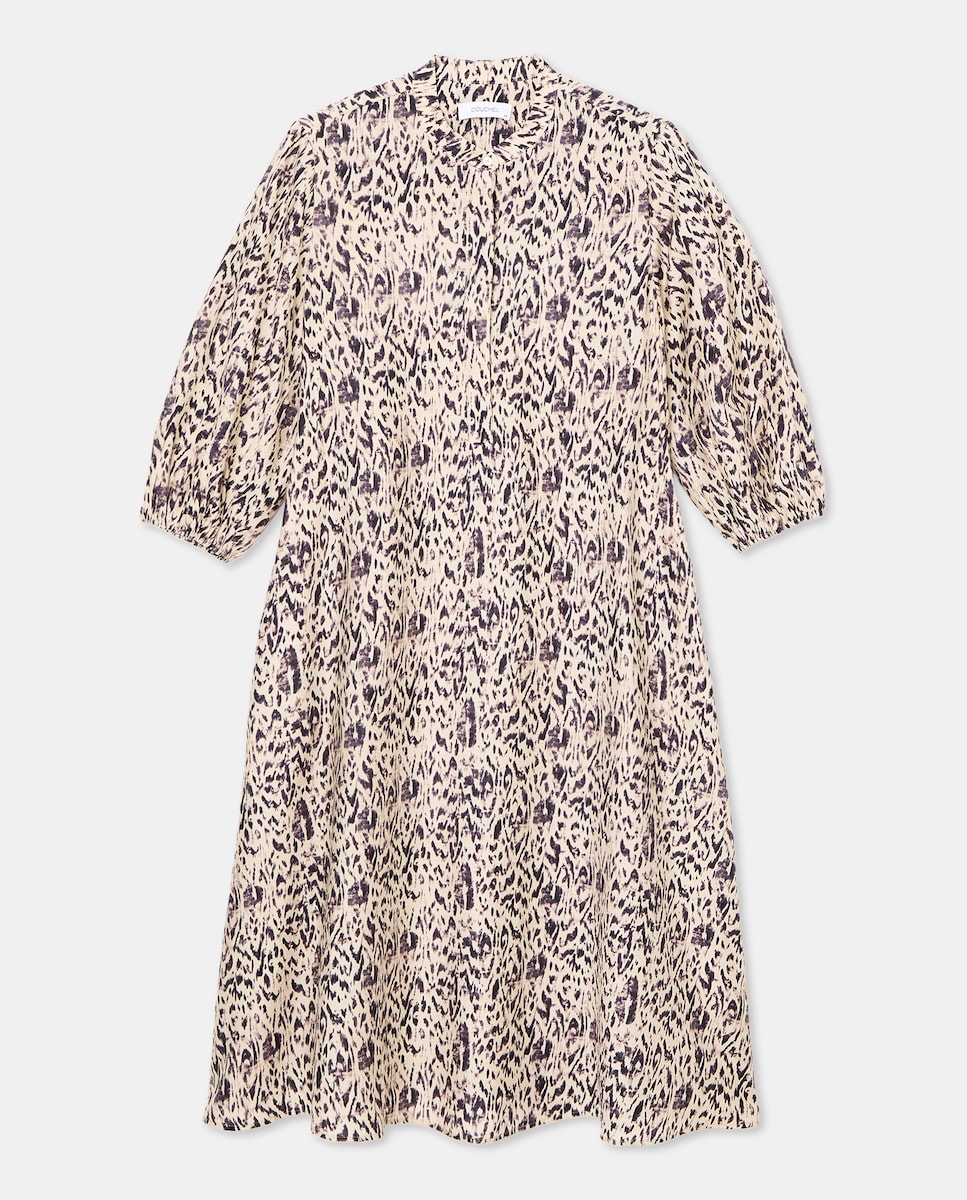 Vestido Estampado Midi com Manga Comprida Branco-4