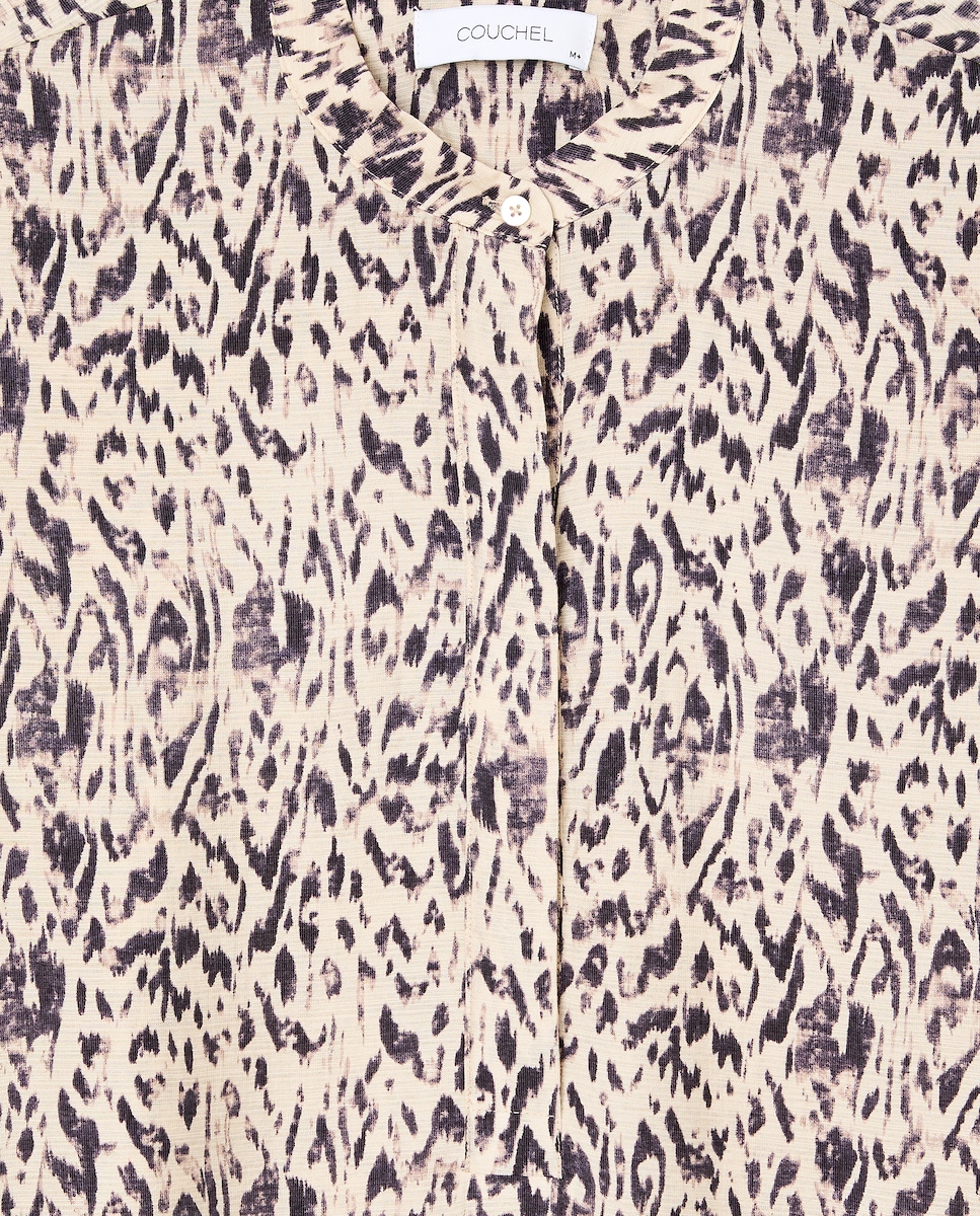 Vestido Estampado Midi com Manga Comprida Branco-5