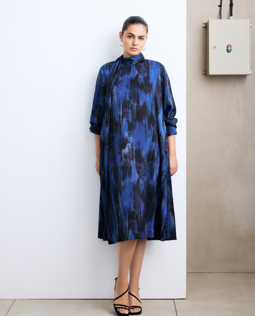 Vestido Midi Estampado Azul-2