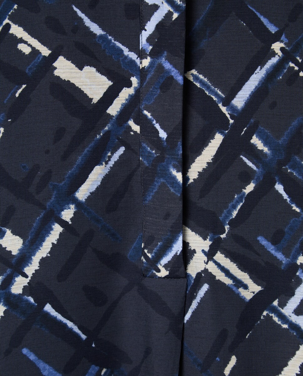 Vestido Midi com Estampado aos Quadrados Azul-5