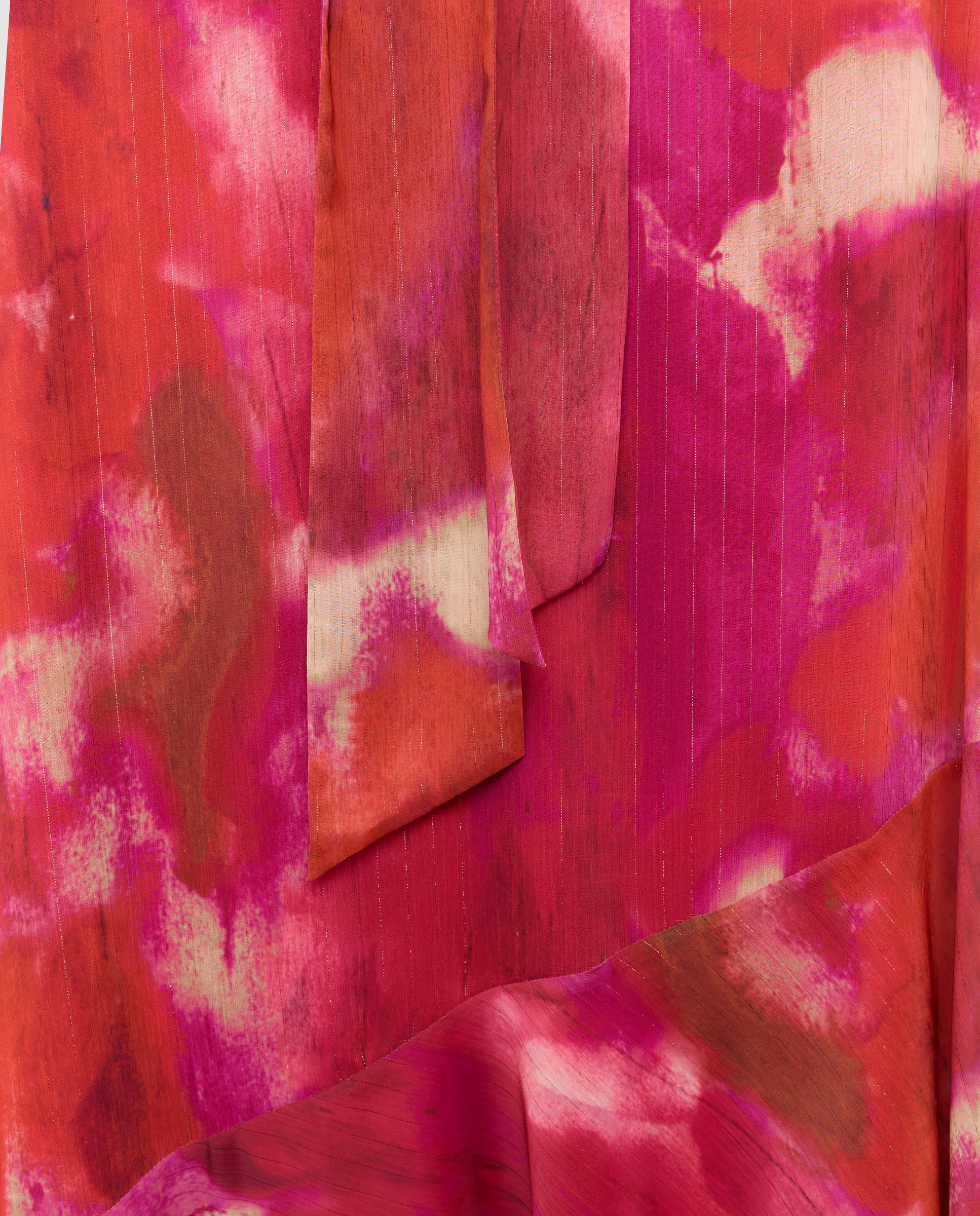 Vestido Halter de Chiffon sem Mangas e com Estampado Abstrato Rosa-5