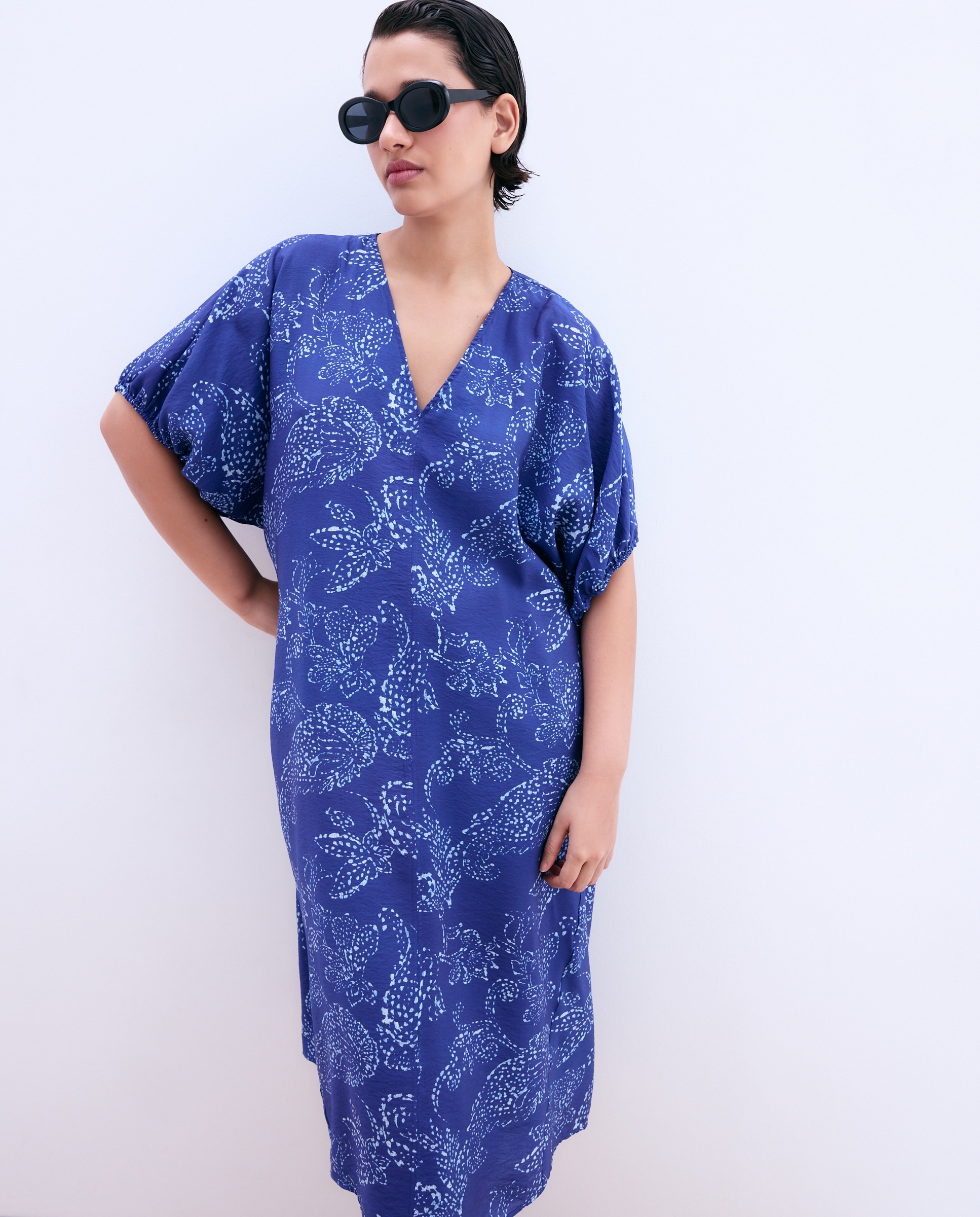 Imagem 0 de Vestido de Manga Curta com Estampado de Caxemira