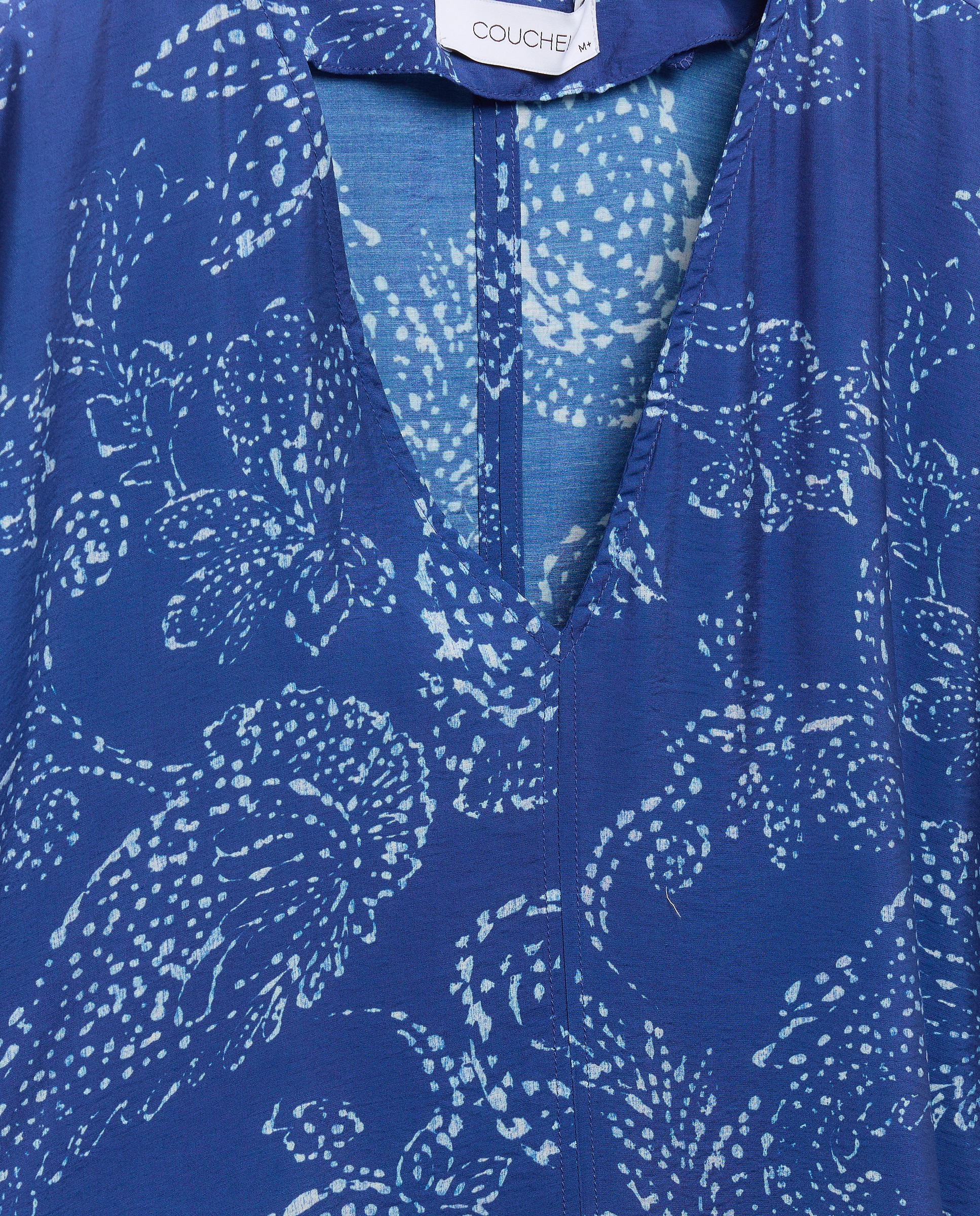 Vestido de Manga Curta com Estampado de Caxemira Azul-6