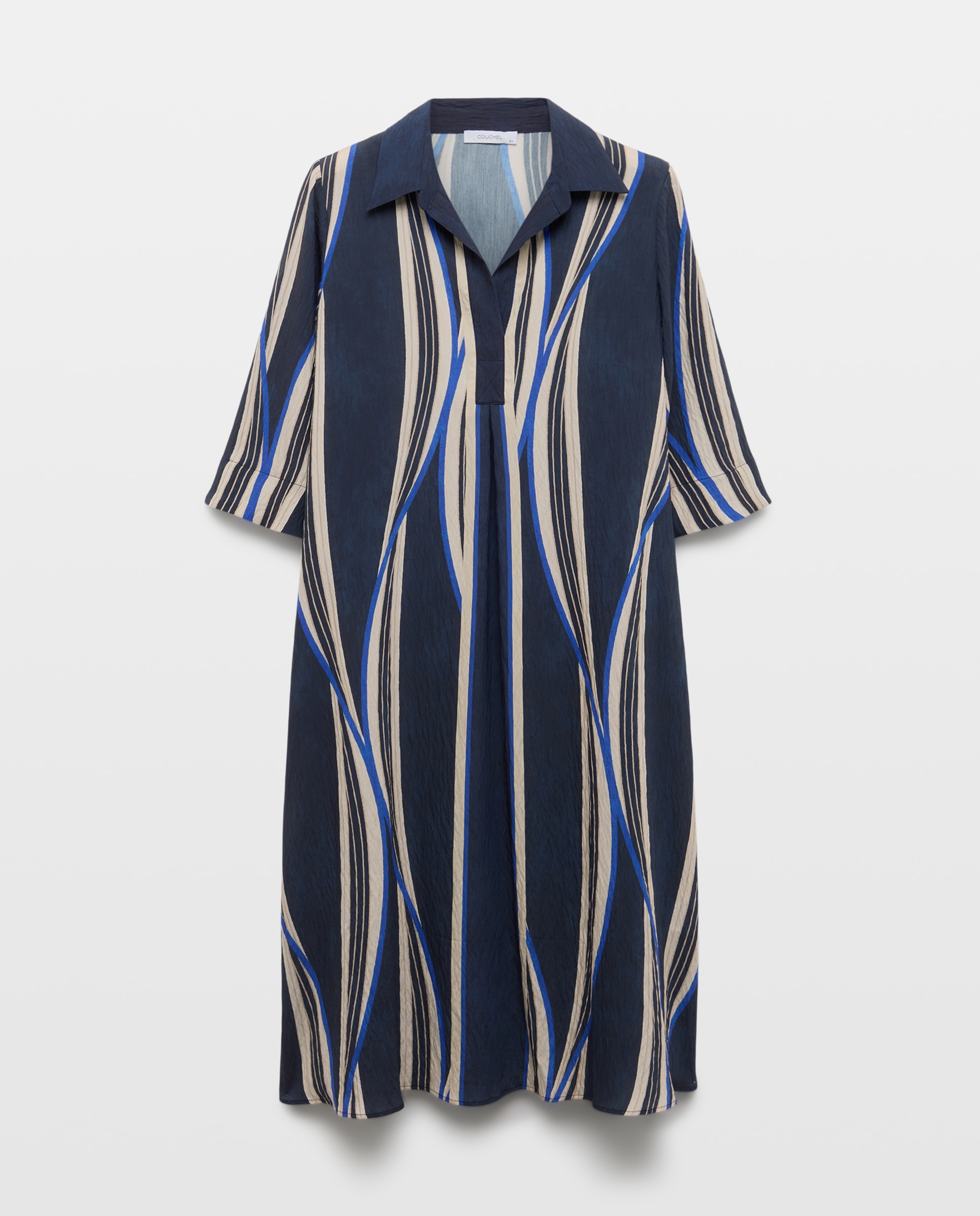 Vestido Midi às Riscas Azul-4