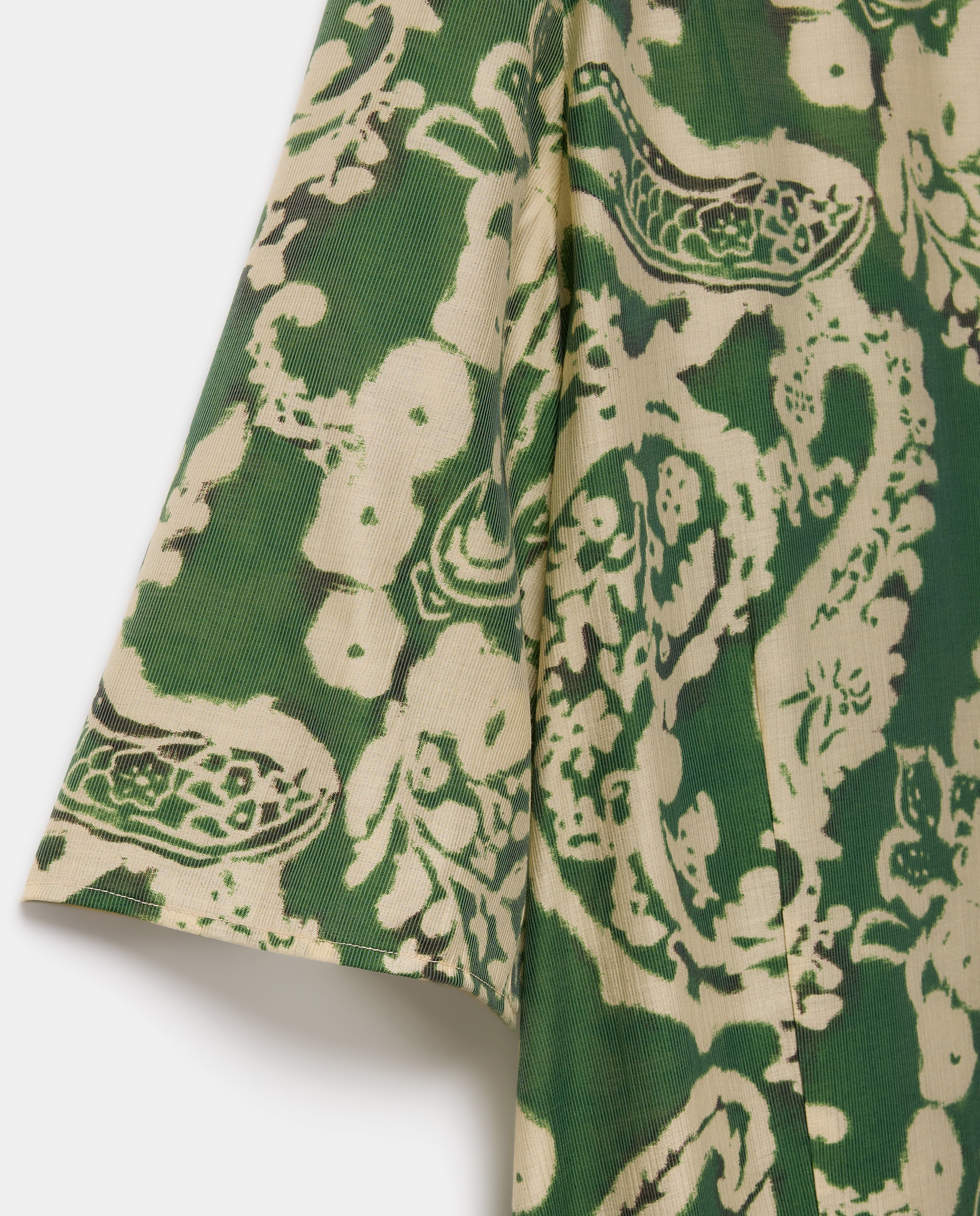 Vestido Midi Estampado com Manga Curta Verde-5