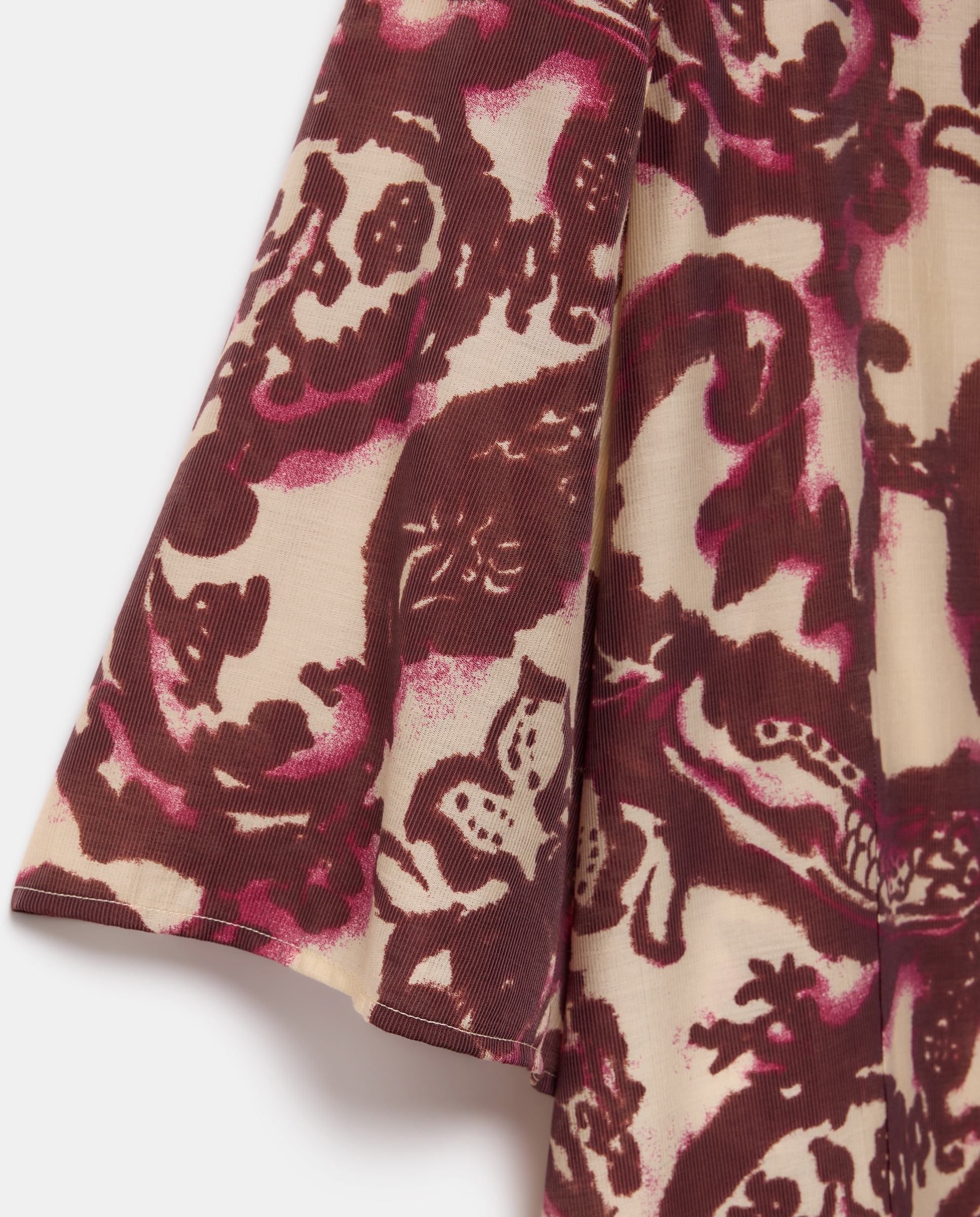 Vestido Midi Estampado com Manga Curta Rosa-5