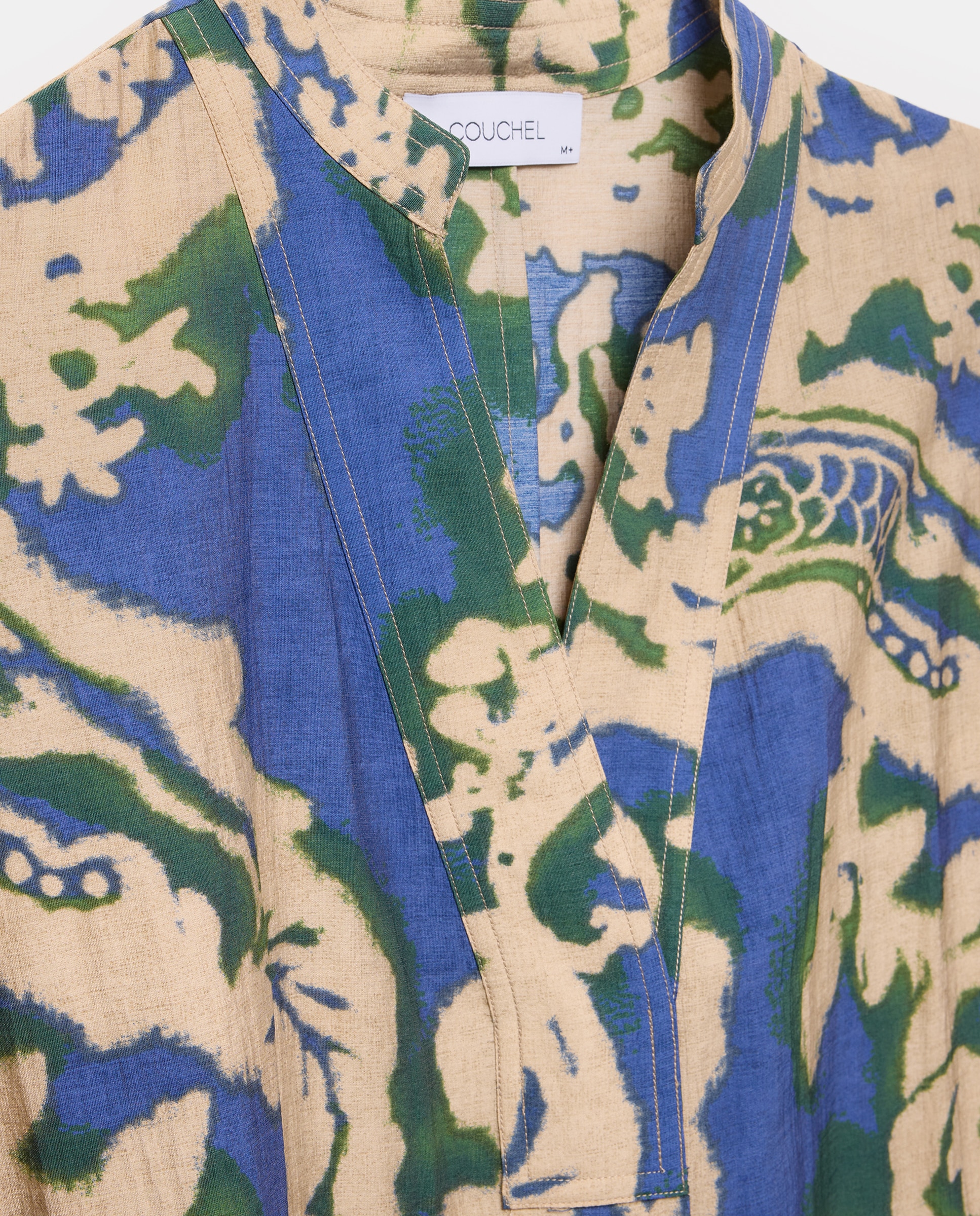 Vestido Midi Estampado com Manga Curta Azul-5