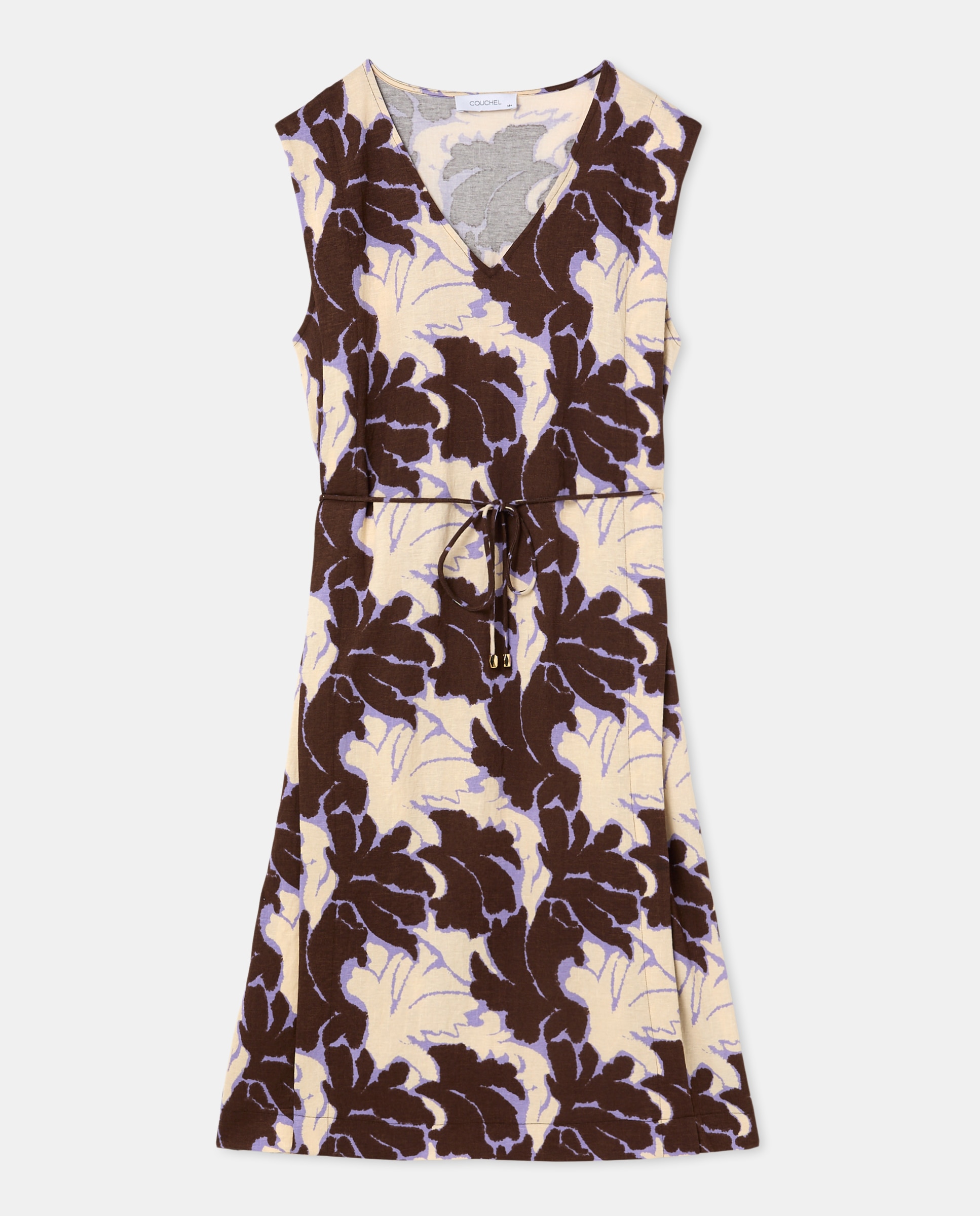 Vestido de Malha com Manga Curta Castanho-4