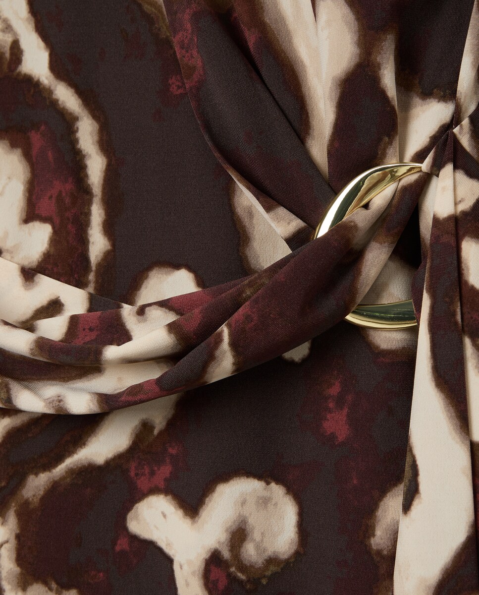 Vestido de Malha Estampado Castanho-7