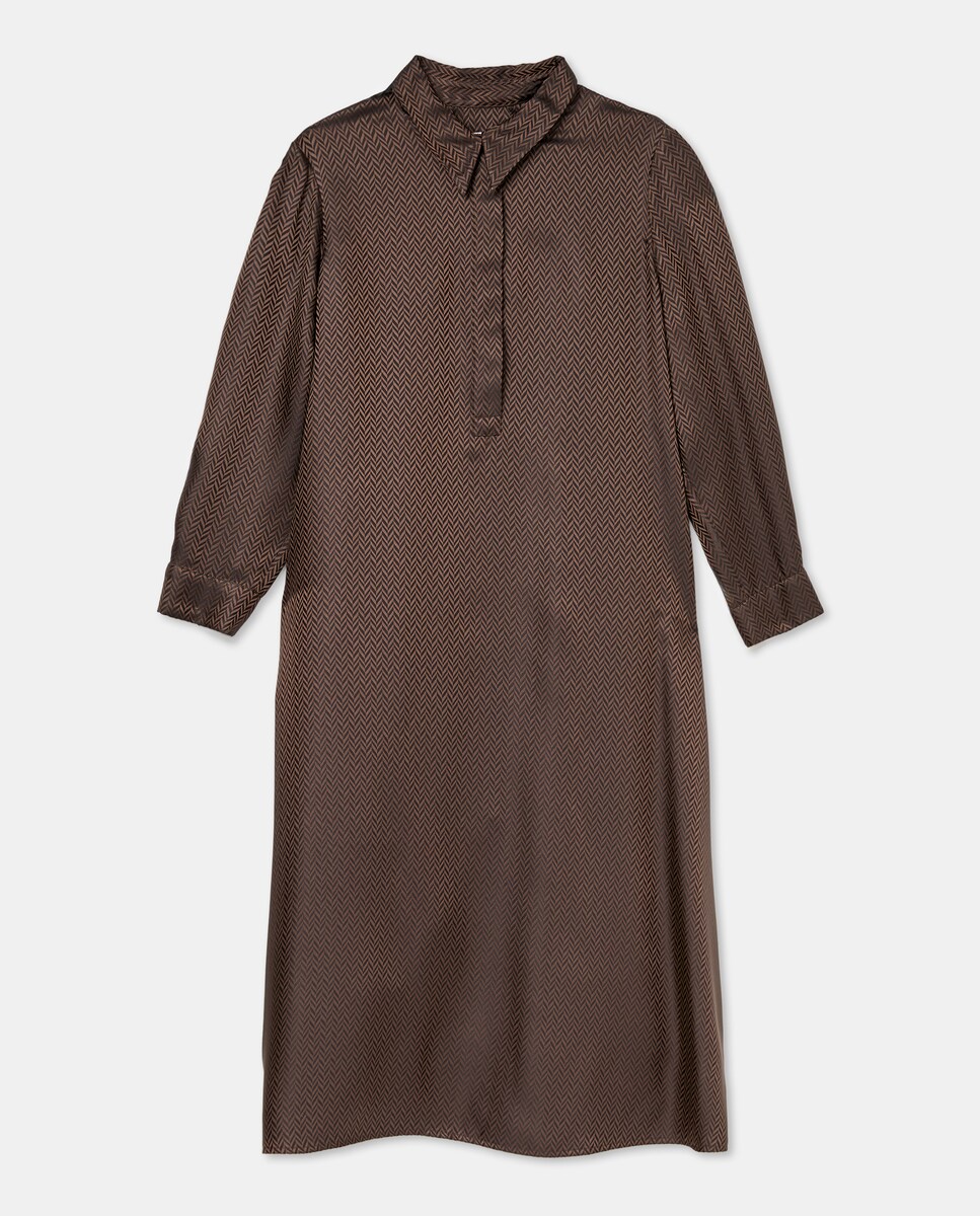 Vestido Camiseiro Midi com Bolsos Castanho-5