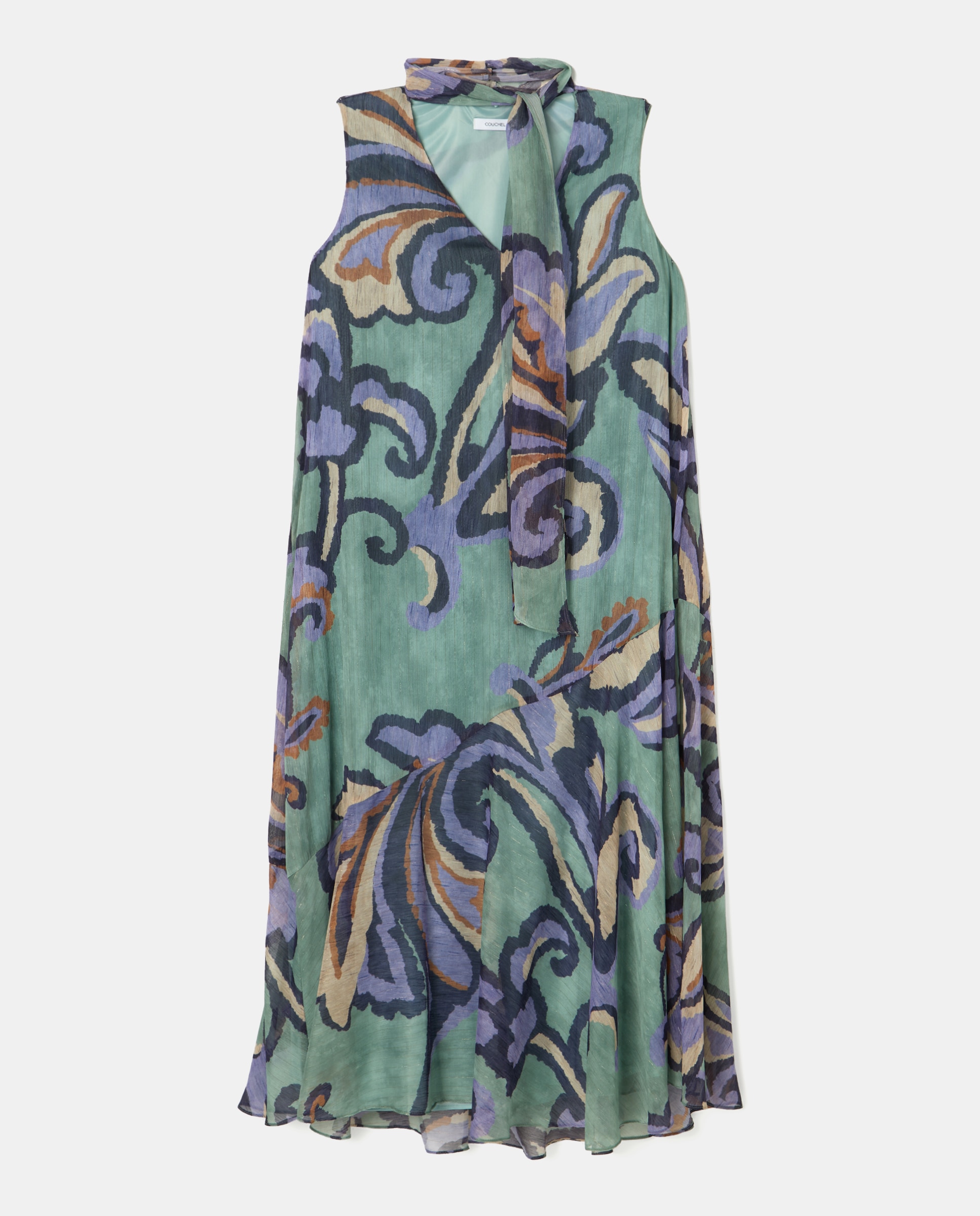 Vestido estampado comprido Verde-4