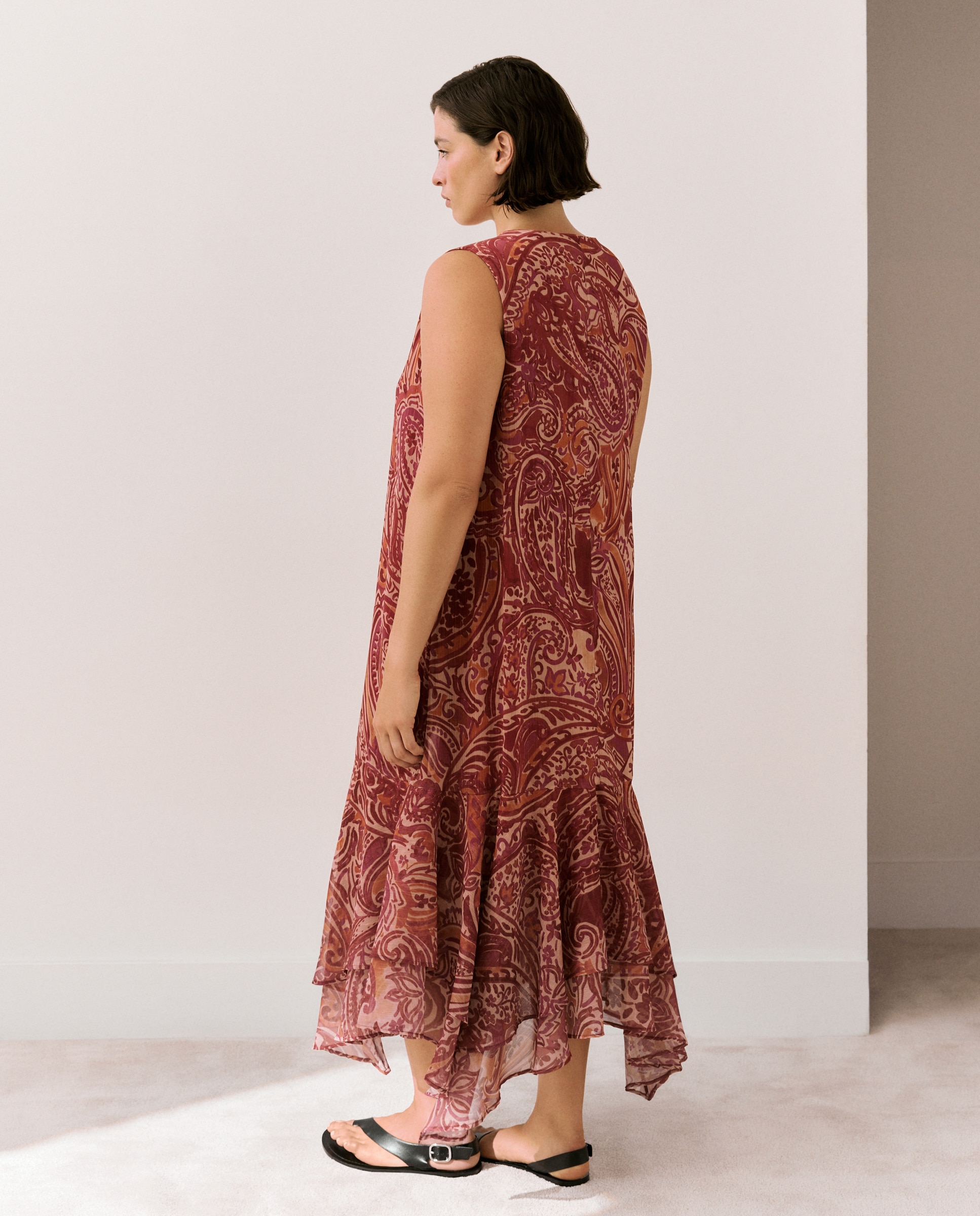 Imagen 3 de Vestido largo con volantes - Couchel - Rosa Rosa