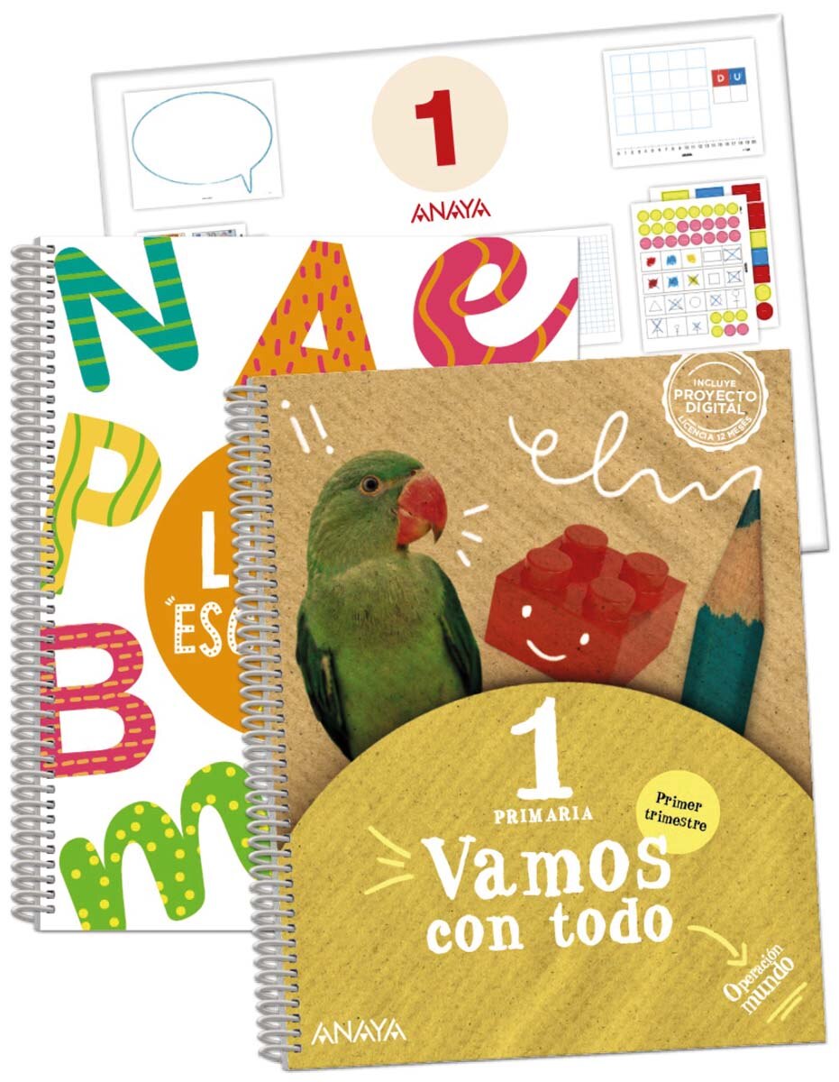 Portada de Vamos con todo 1. Primer trimestre. + Lectoescritura + Material manipulativo (Tapa blanda).