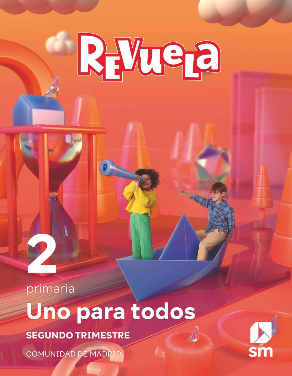 Portada de Método globalizado. Uno para todos. 2 Trimestre. 2 Primaria. Revuela. Comunidad de Madrid (Tapa blanda).