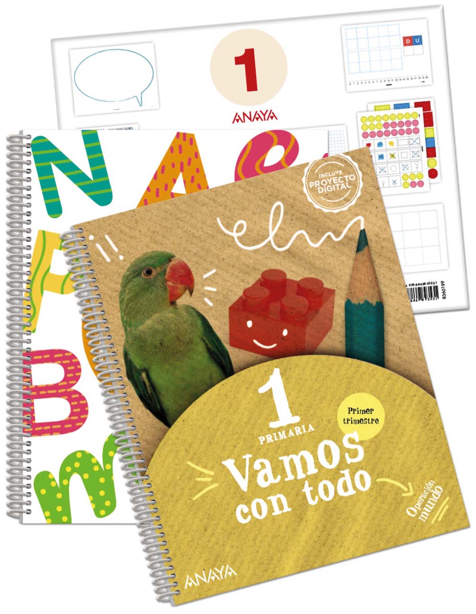 Vamos con todo 1. Primer trimestre. + Lectoescritura + Material manipulativo  (Tapa blanda) 1