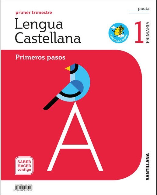 Portada de LENGUA PRIMEROS PASOS PAUTA MOCHILA LIGERA 1 PRIMARIA SABER HACER CONTIGO (Tapa blanda).