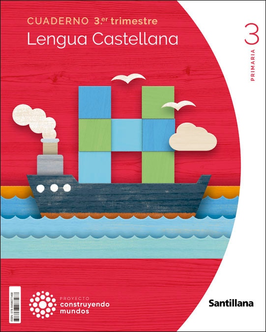 Portada de CUADERNO LENGUA 3 PRIMARIA 3 TRIM CONSTRUYENDO MUNDOS (Tapa blanda).